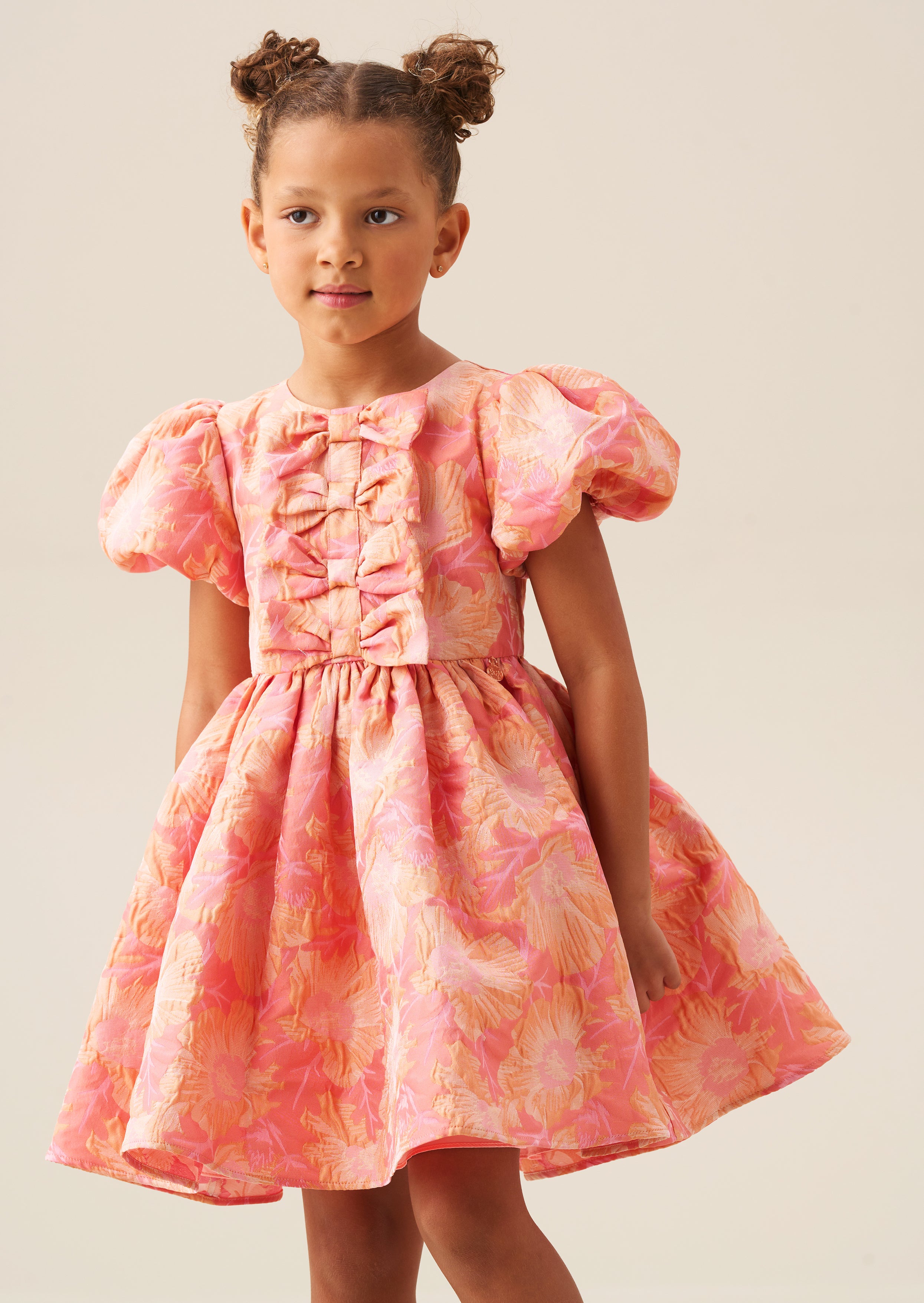 Georgia Pink Bow Jacquard Dress