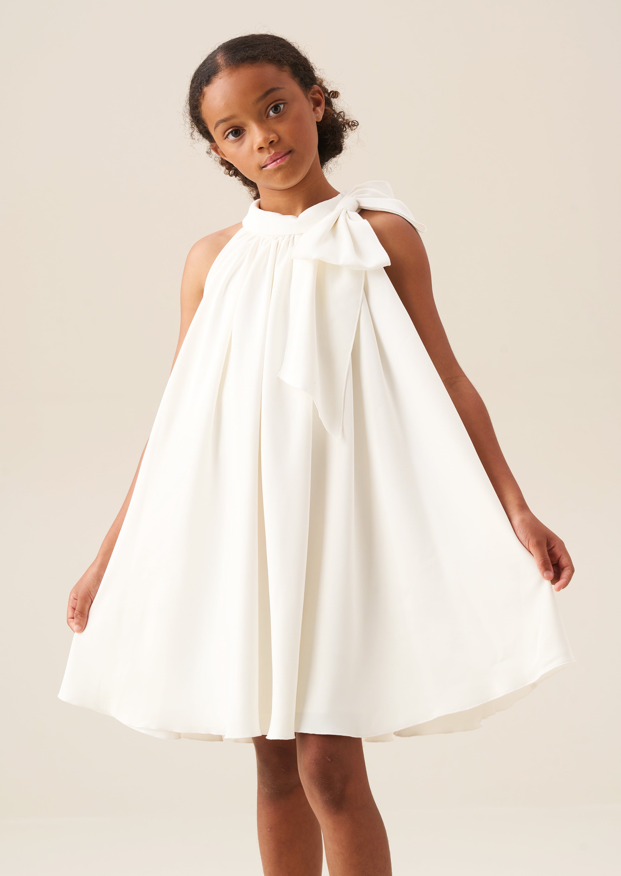 Amelia White Bow Swing Dress