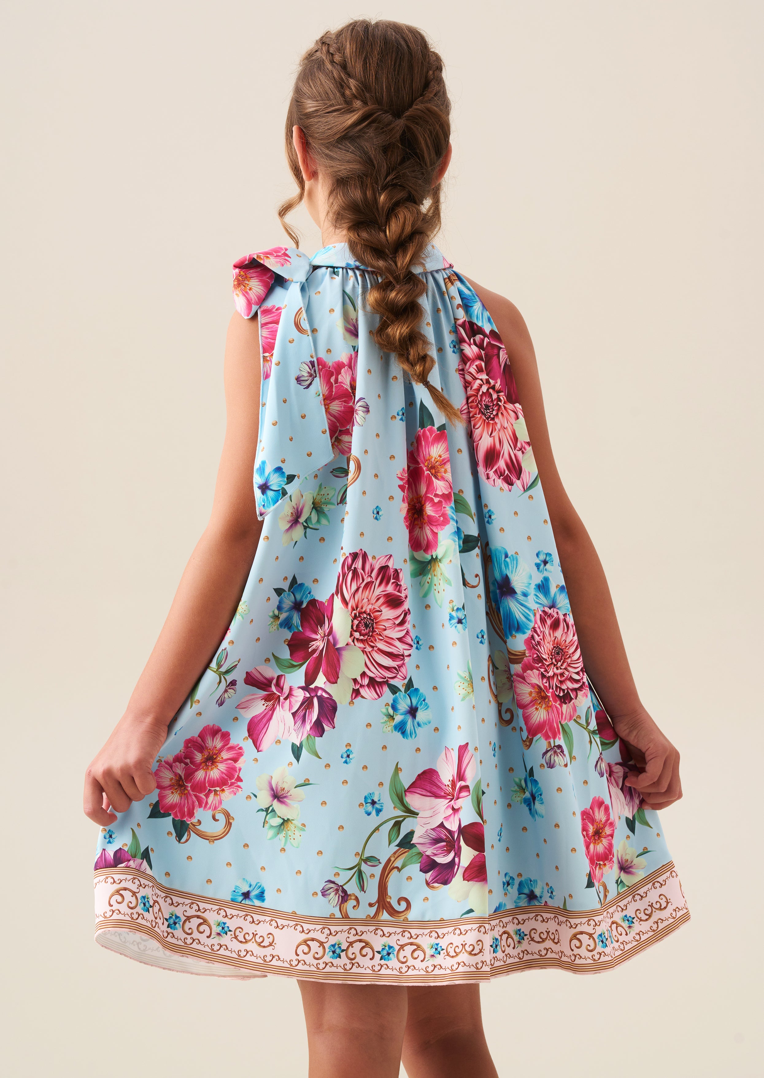 Amelia Print Bow Swing Dress