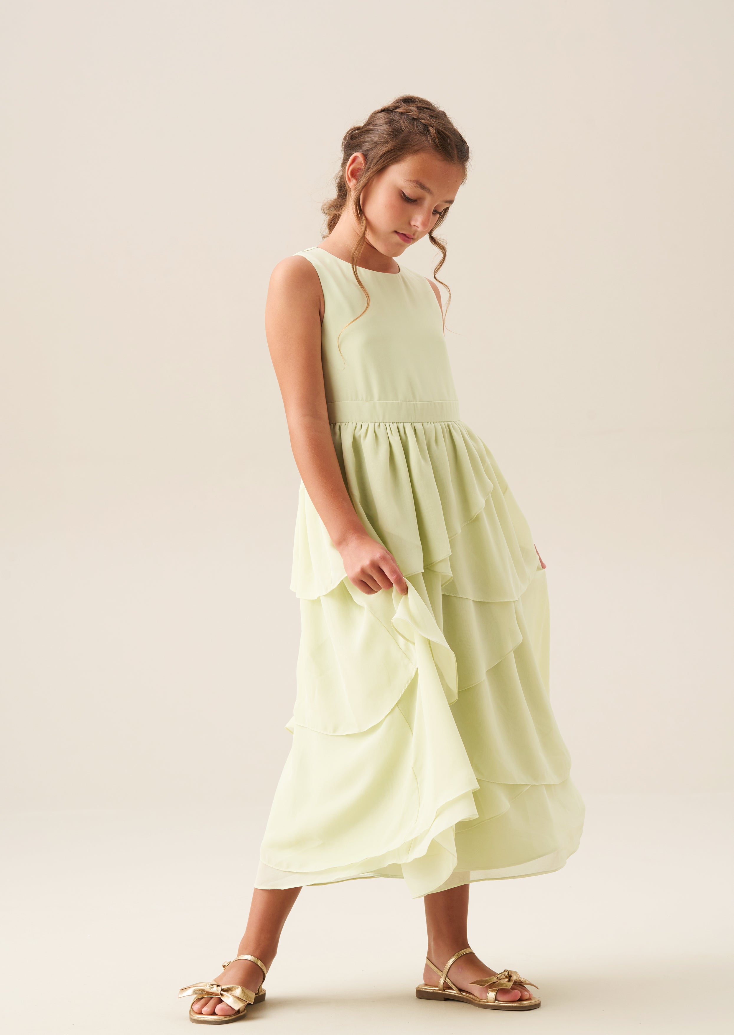 Letitia Sage Tiered Ruffle Dress