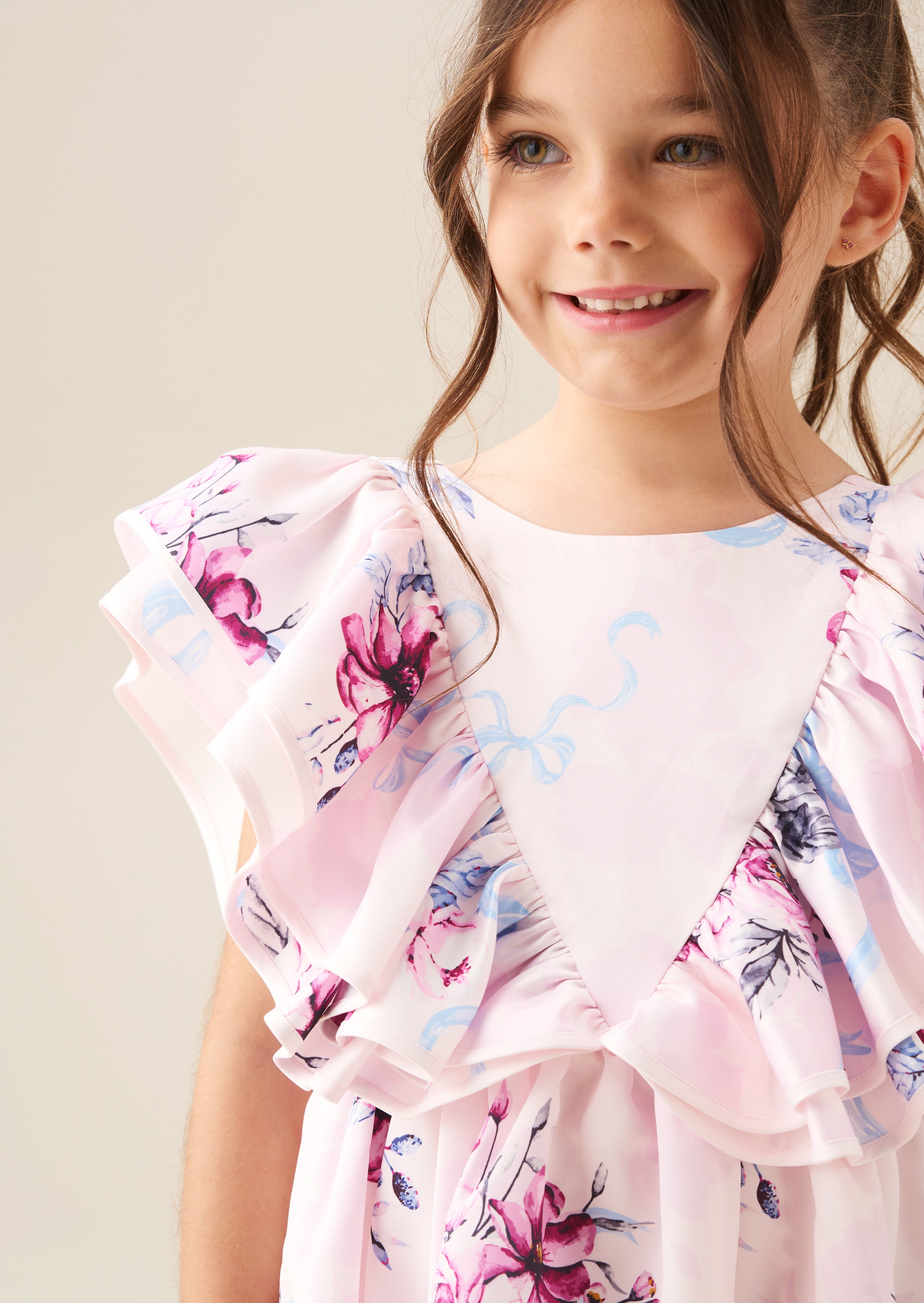 Robe Emillie imprimée à manches volantées