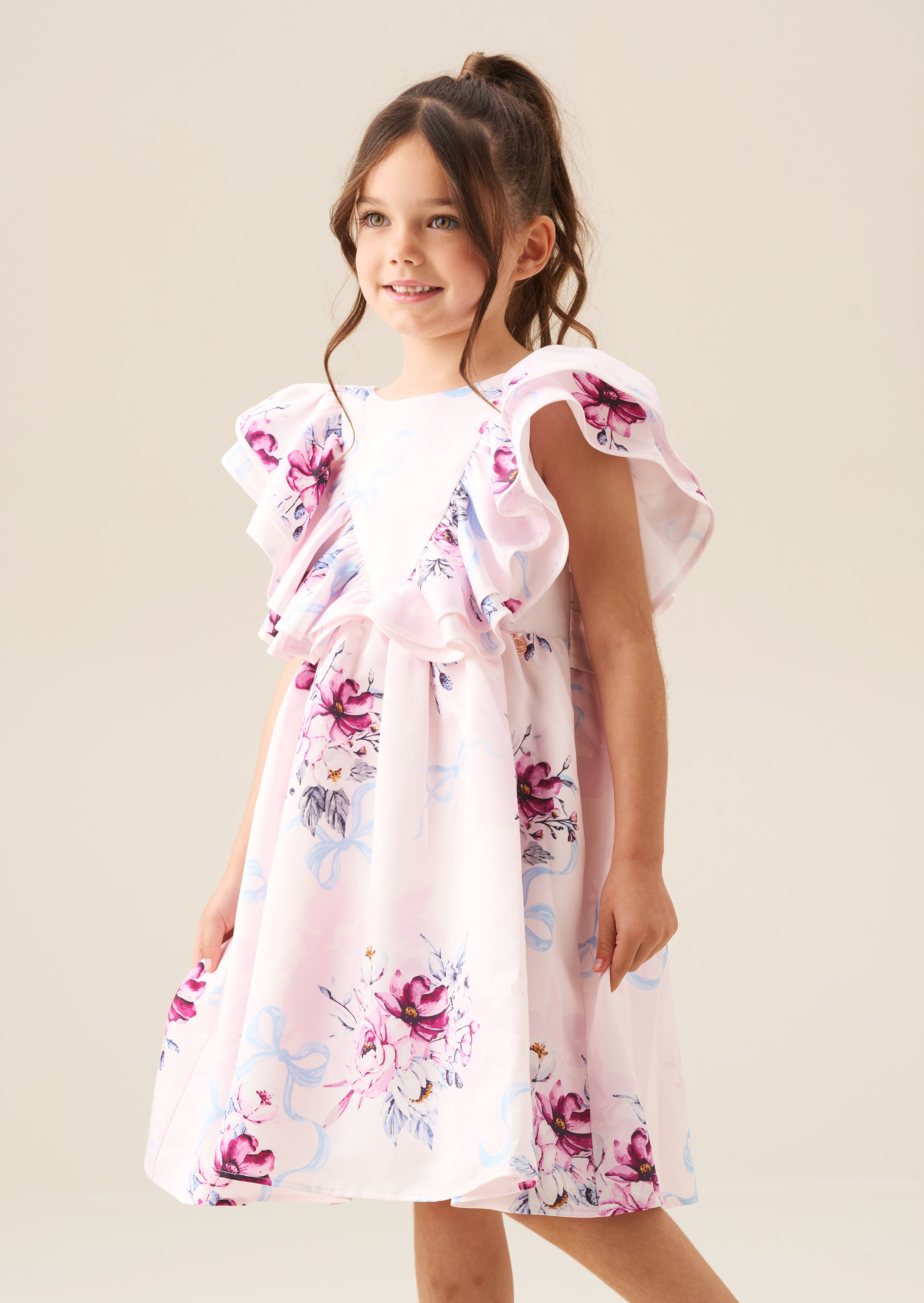 Robe Emillie imprimée à manches volantées