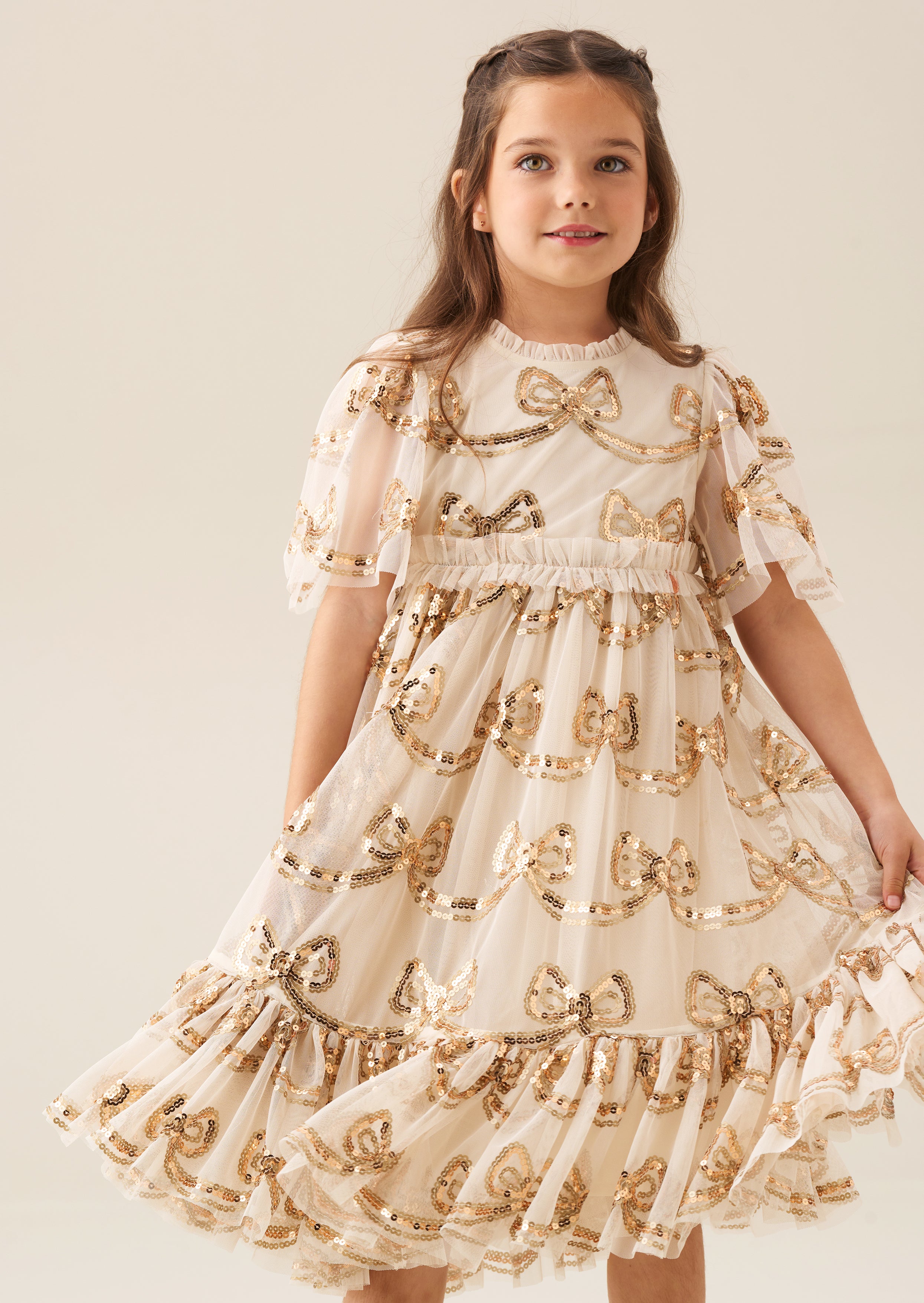 Robe Noeud Paillettes Champagne Delta