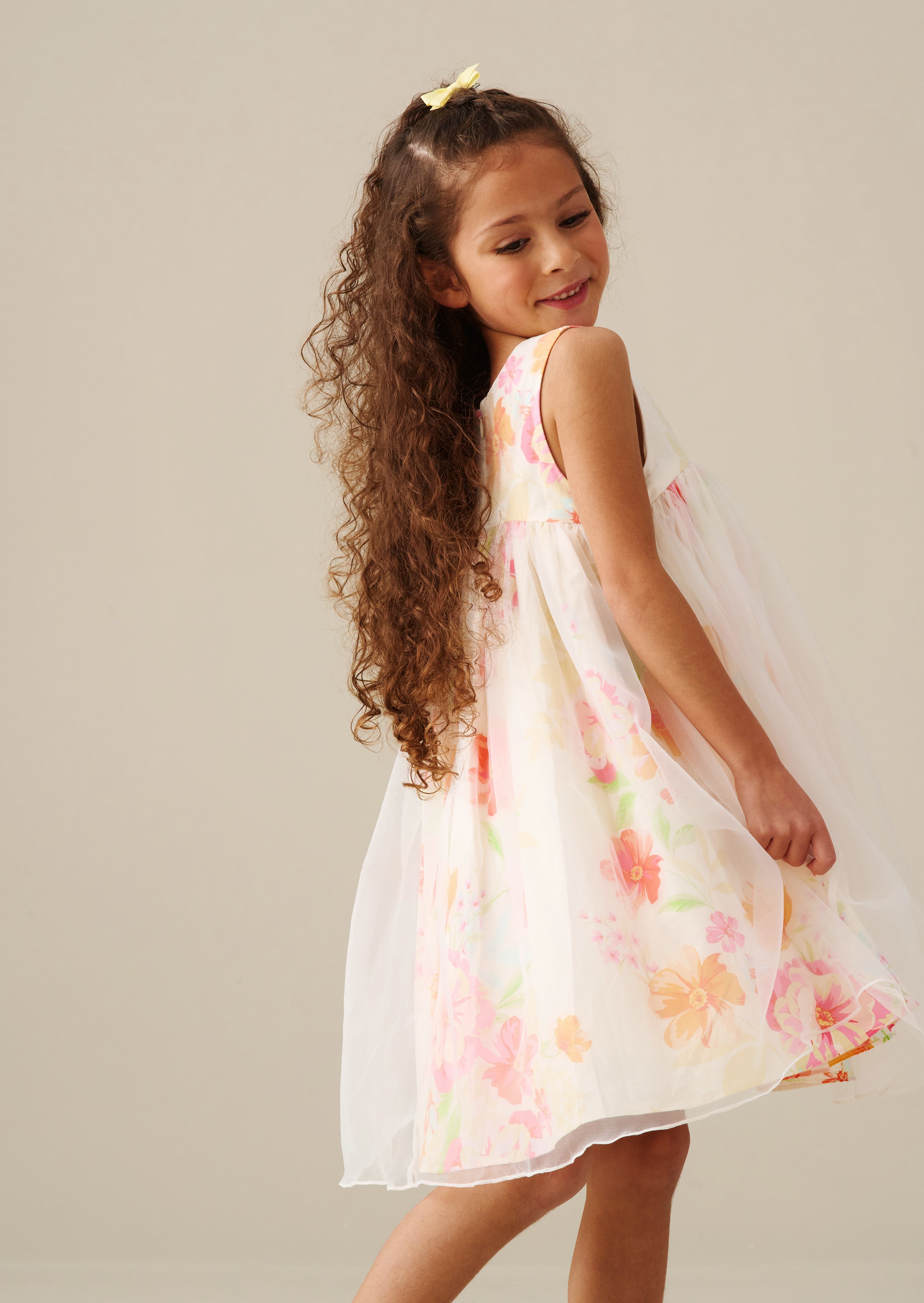 April Organza Overlay Print Dress