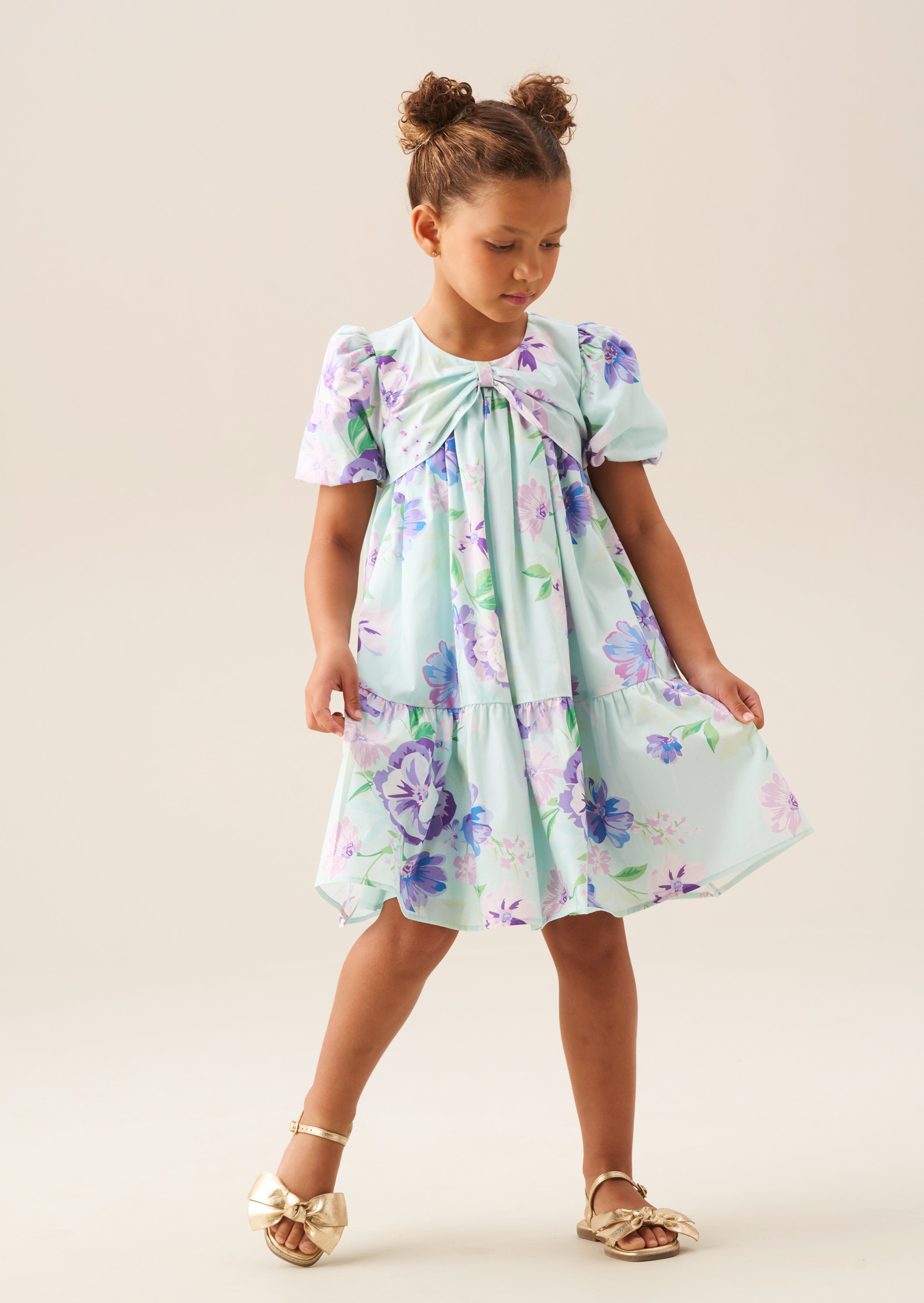 Lucia Puff Sleeve Bow Front Dress