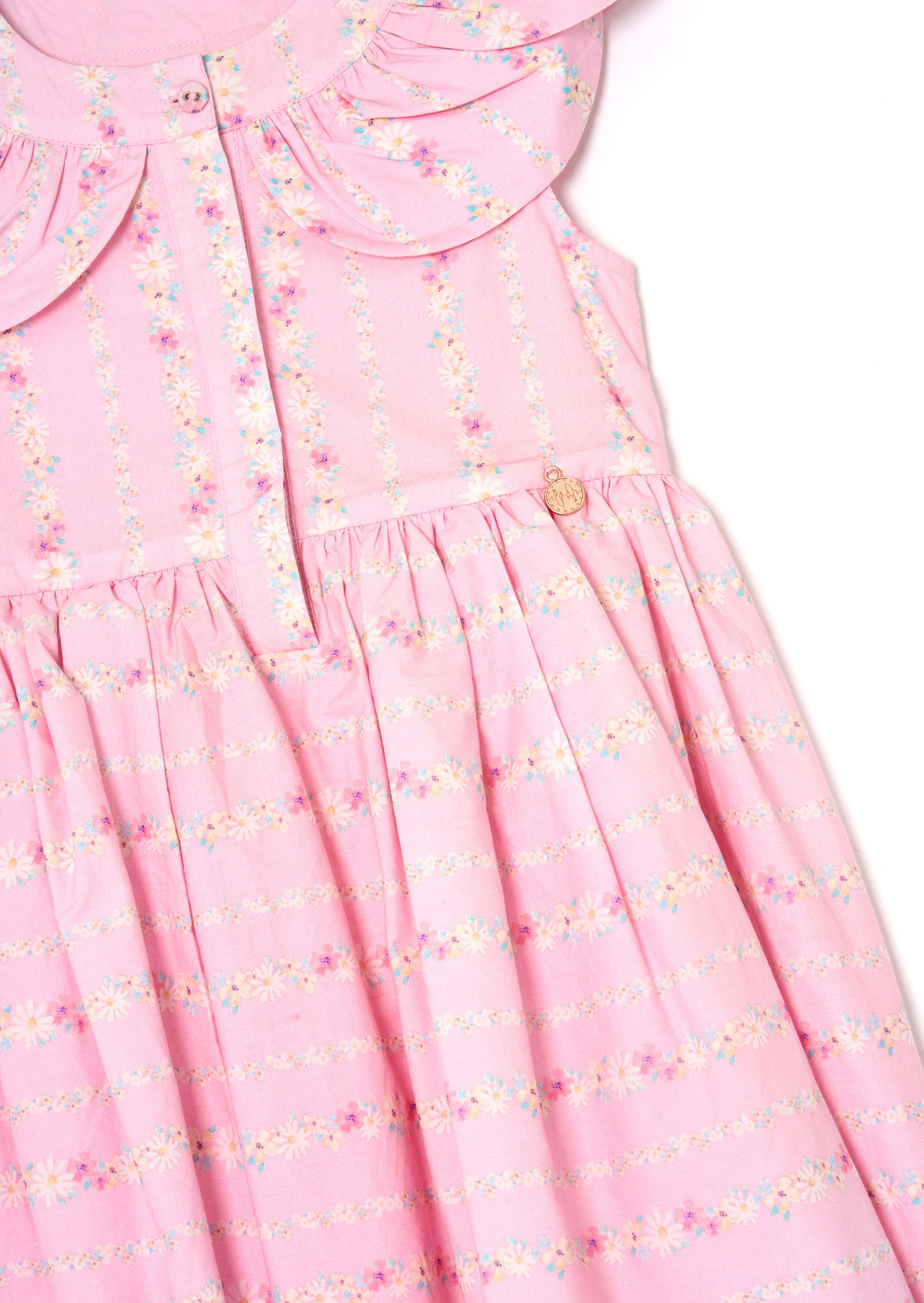 Ellery Floral Stripe Petal Collar Dress