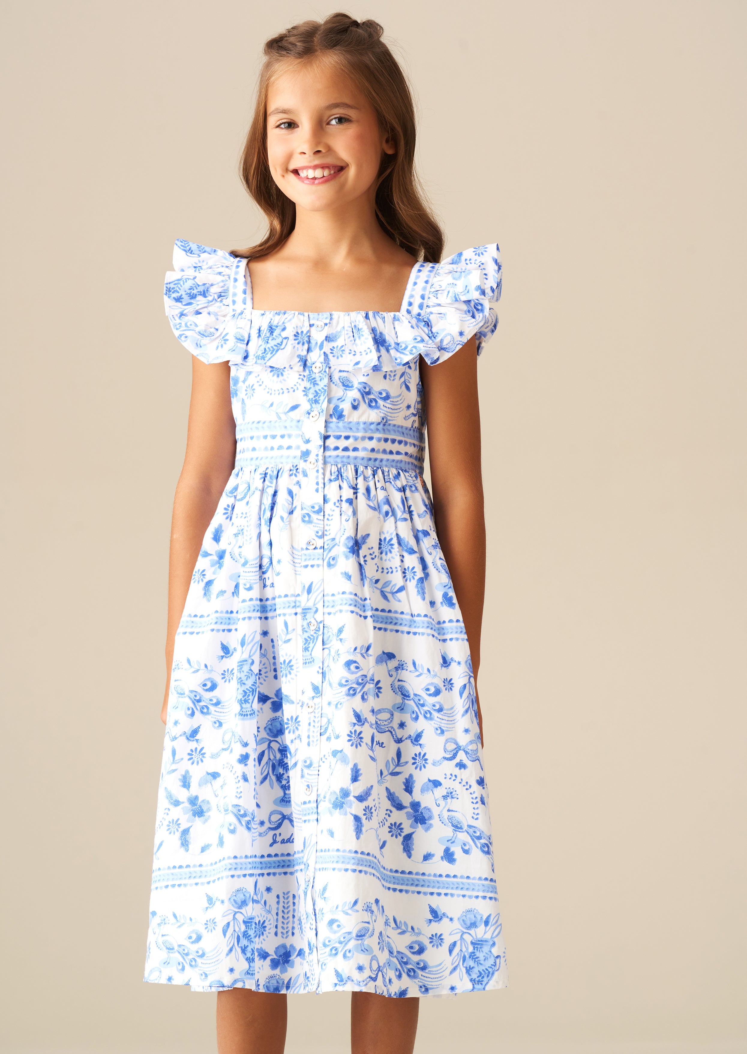 Ellery Print Ruffle Sleeve Dress