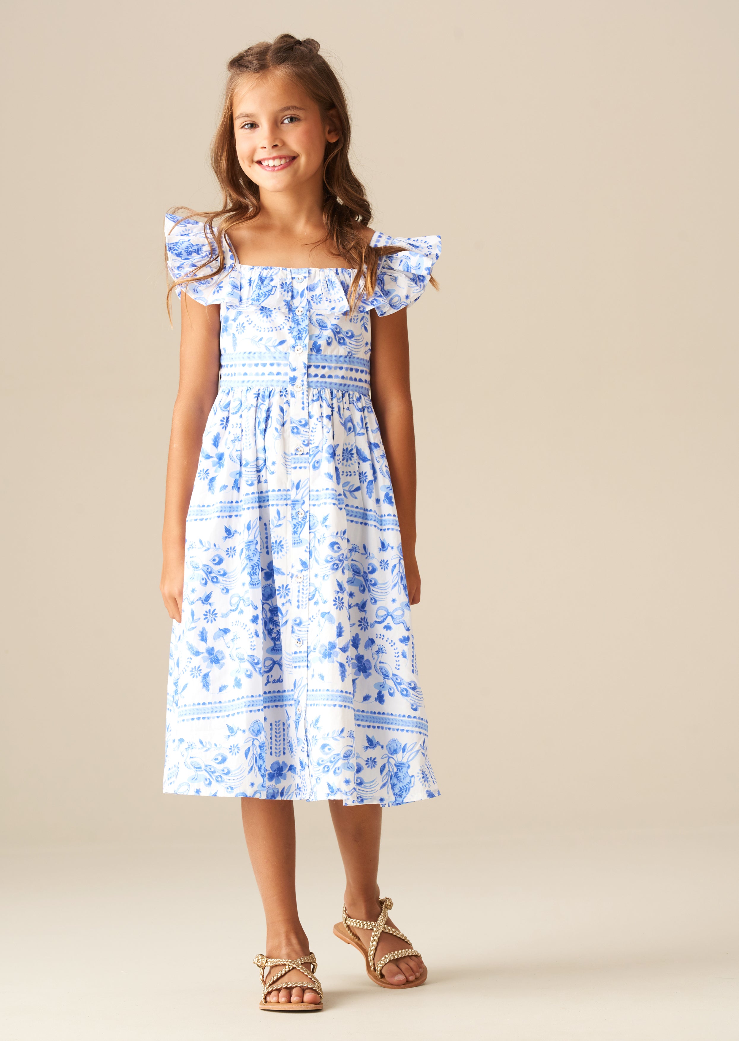 Ellery Print Ruffle Sleeve Dress