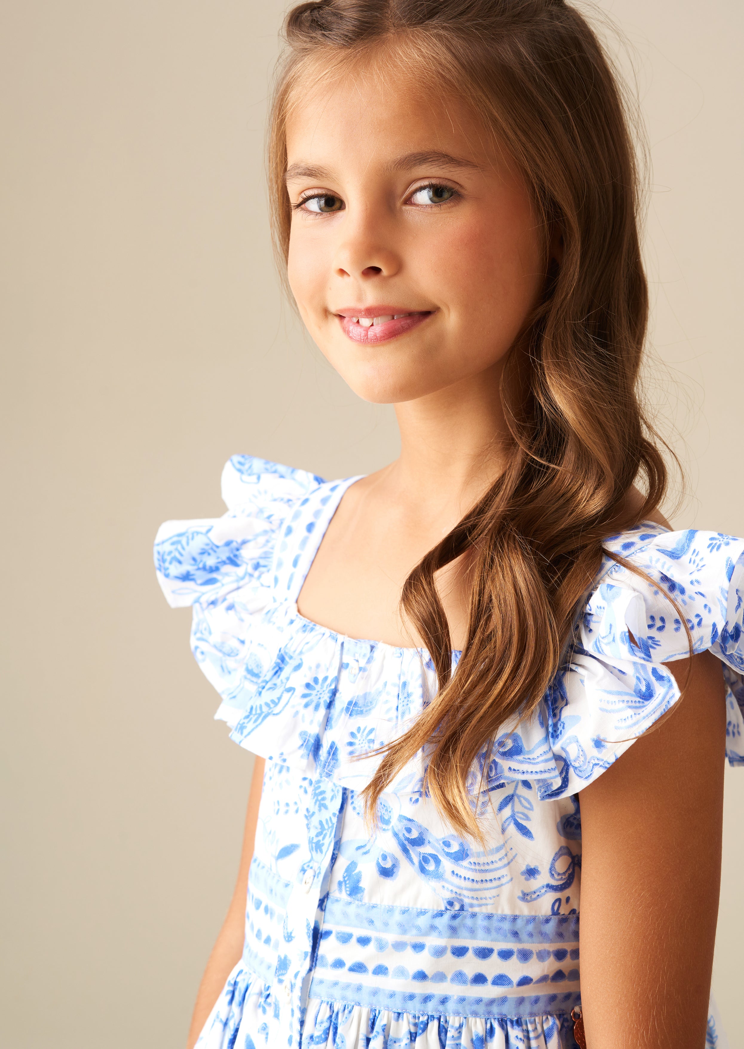 Vestito Ellery Print con Maniche a Volant