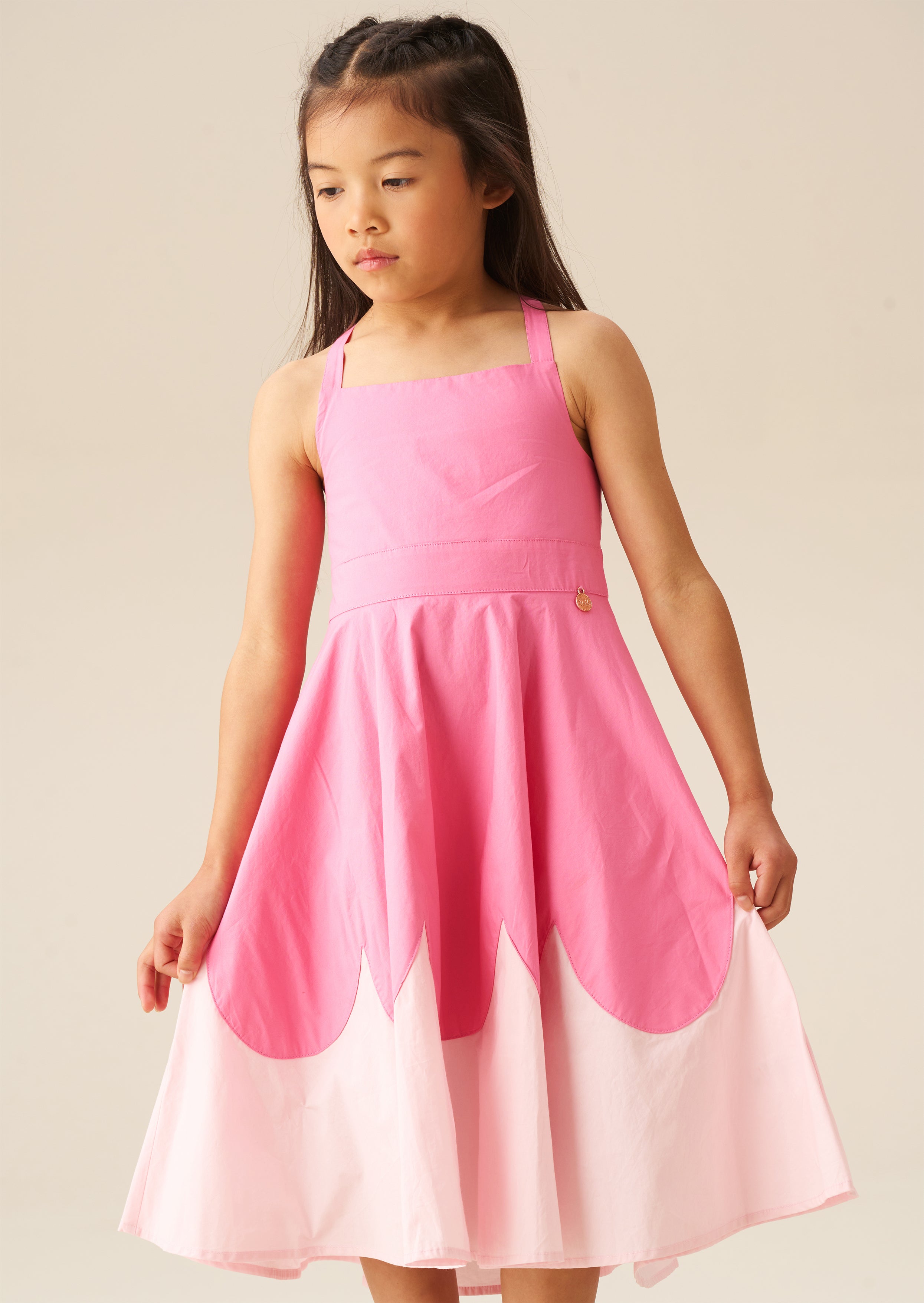 Vestido de vuelo con volantes Allegra Pink