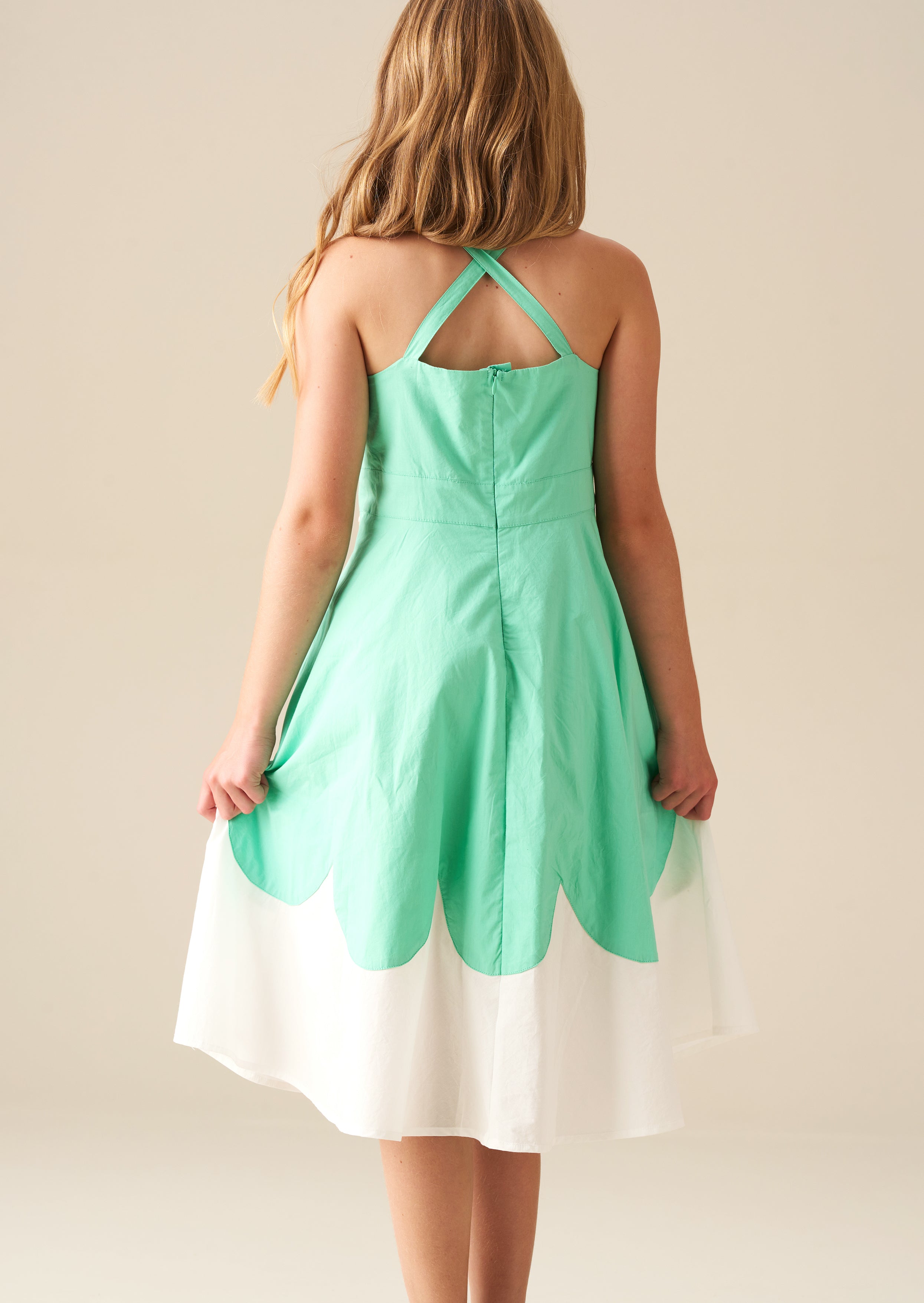 Allegra Green Scallop Swing Dress