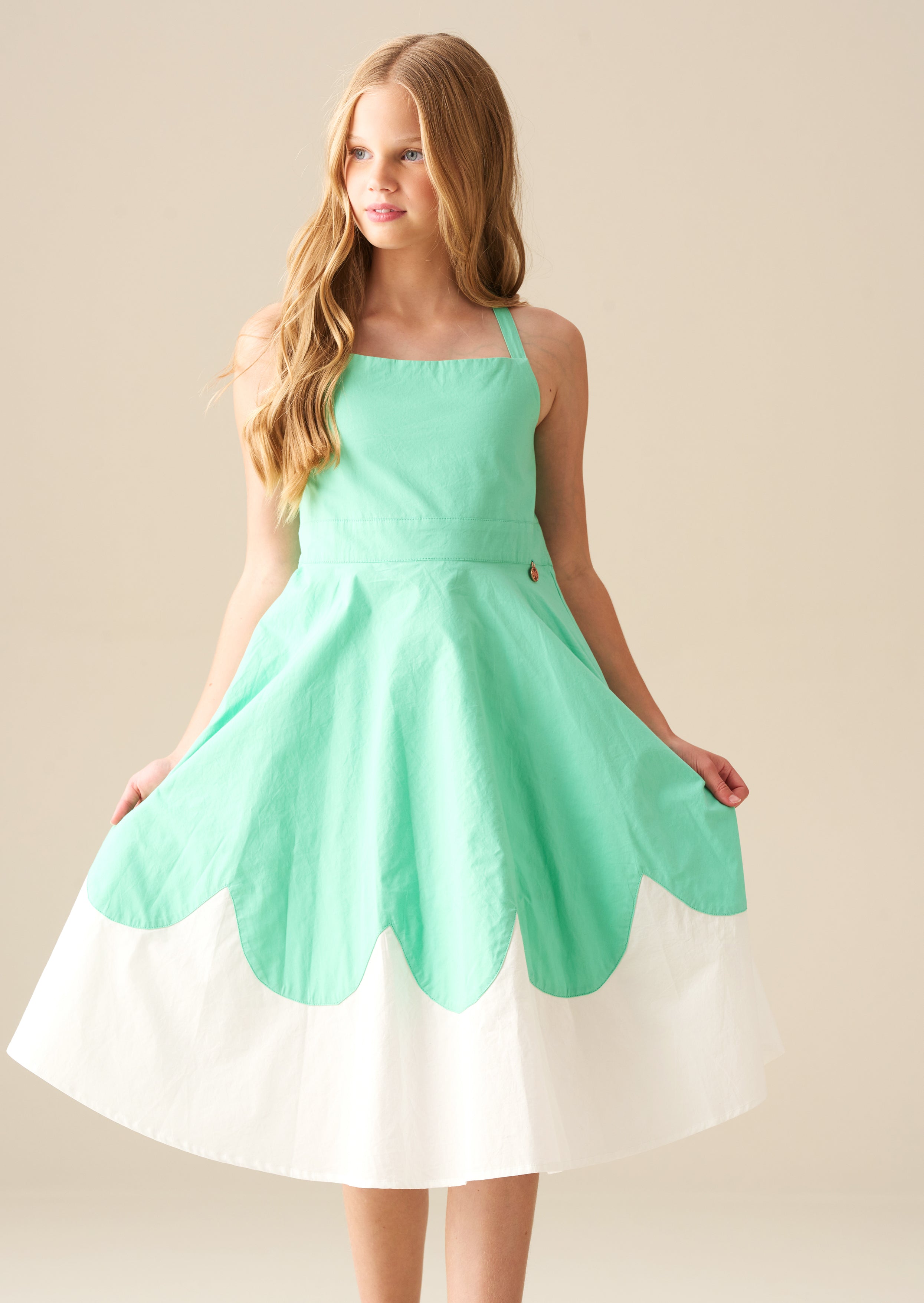 Allegra Green Scallop Swing Dress