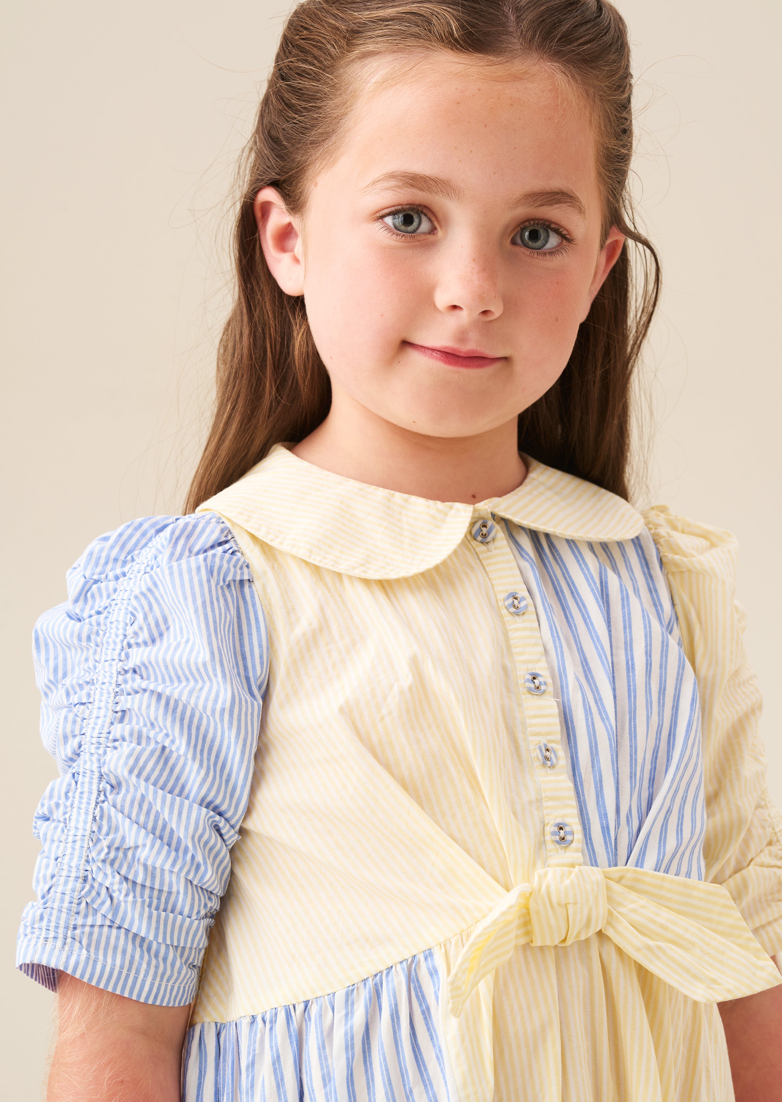 Frankie Blue Mixed Stripe Shirt Dress