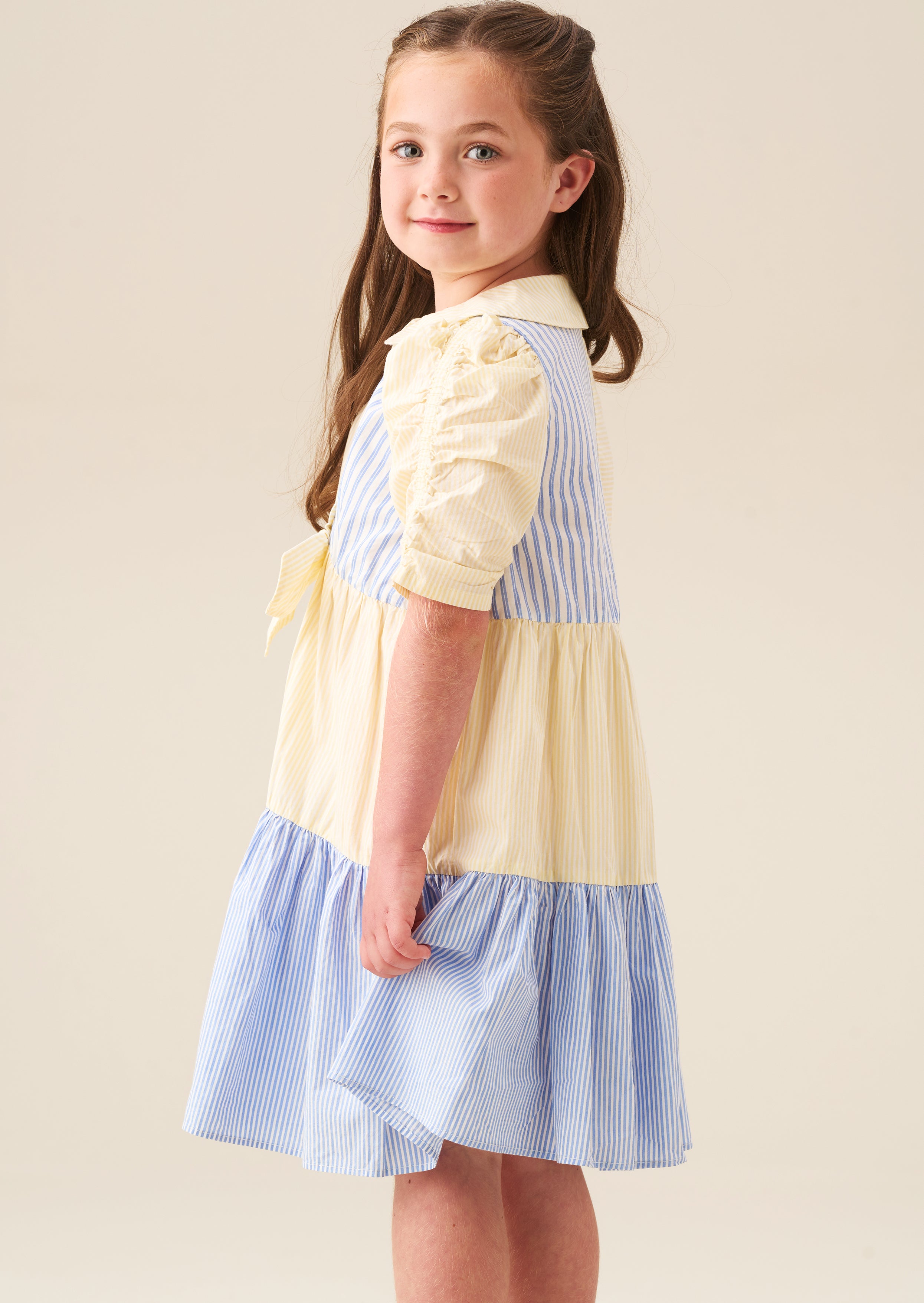 Frankie Blue Mixed Stripe Shirt Dress