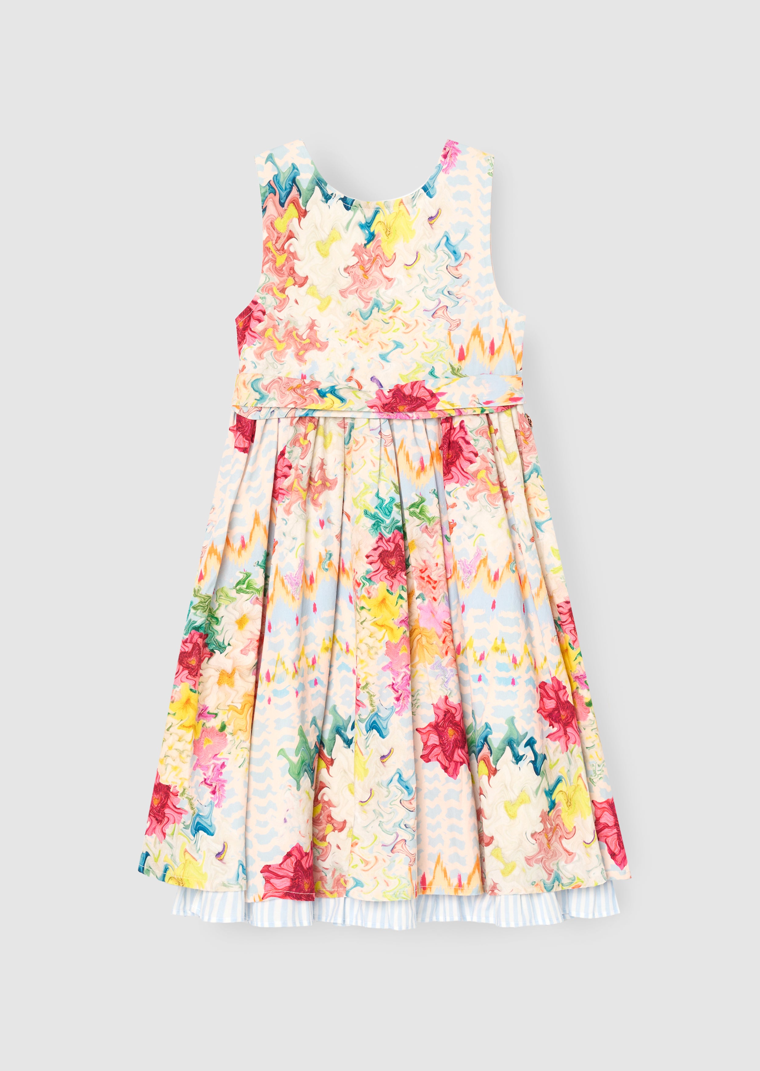 Seren Print Stripe Sash Waist Dress