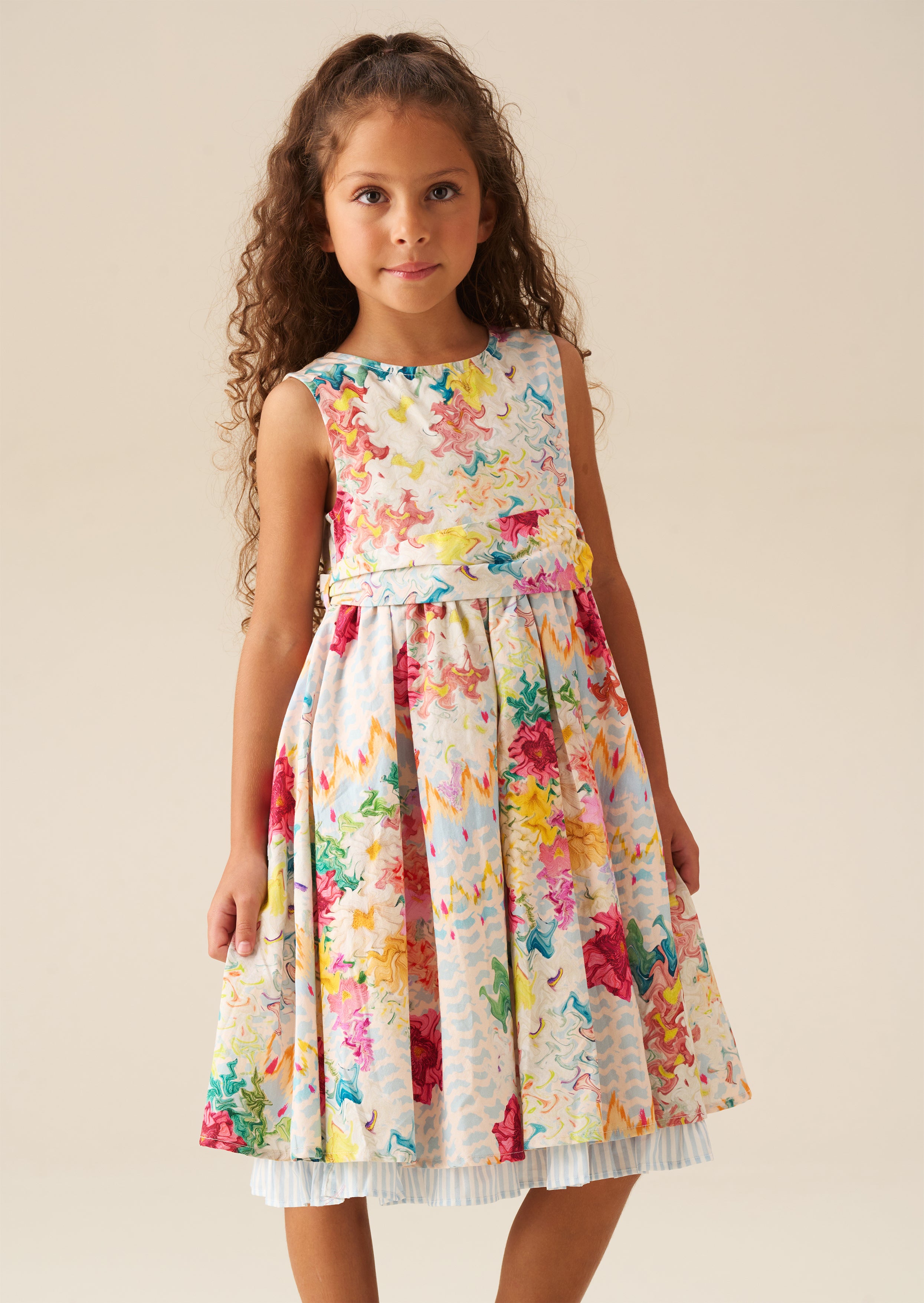 Sukienka z paskiem w pasie Seren Print Stripe