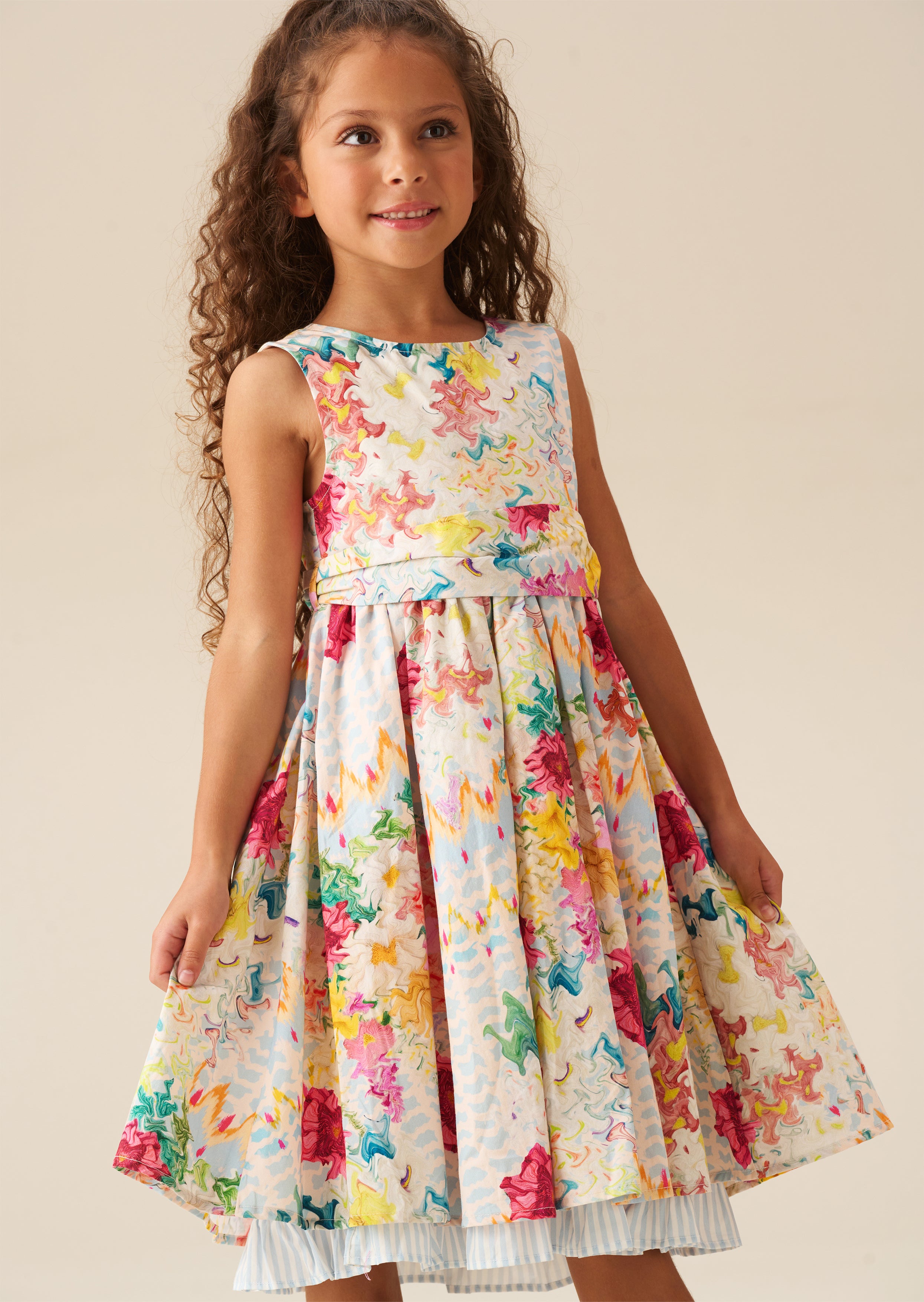 Sukienka z paskiem w pasie Seren Print Stripe