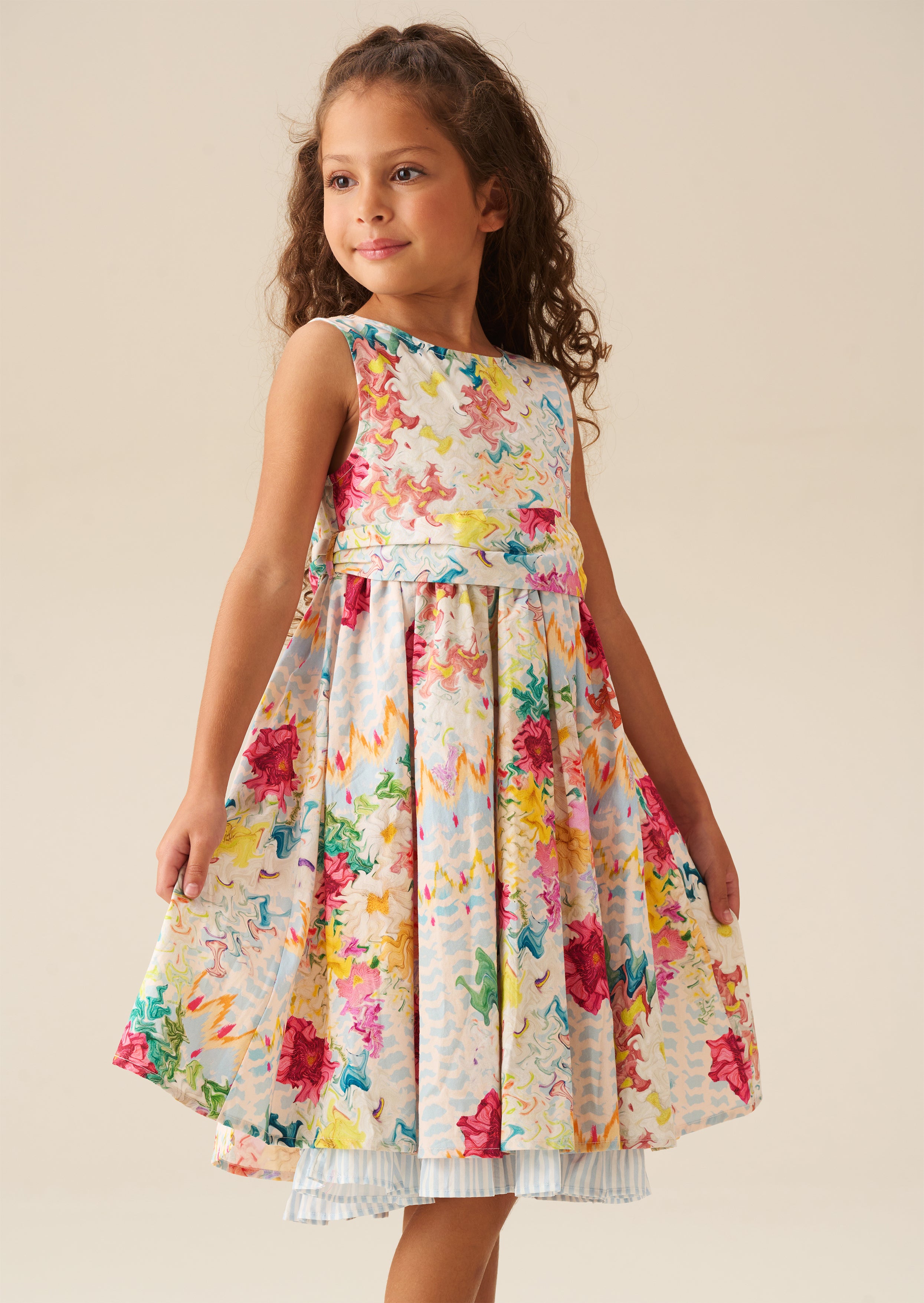 Sukienka z paskiem w pasie Seren Print Stripe