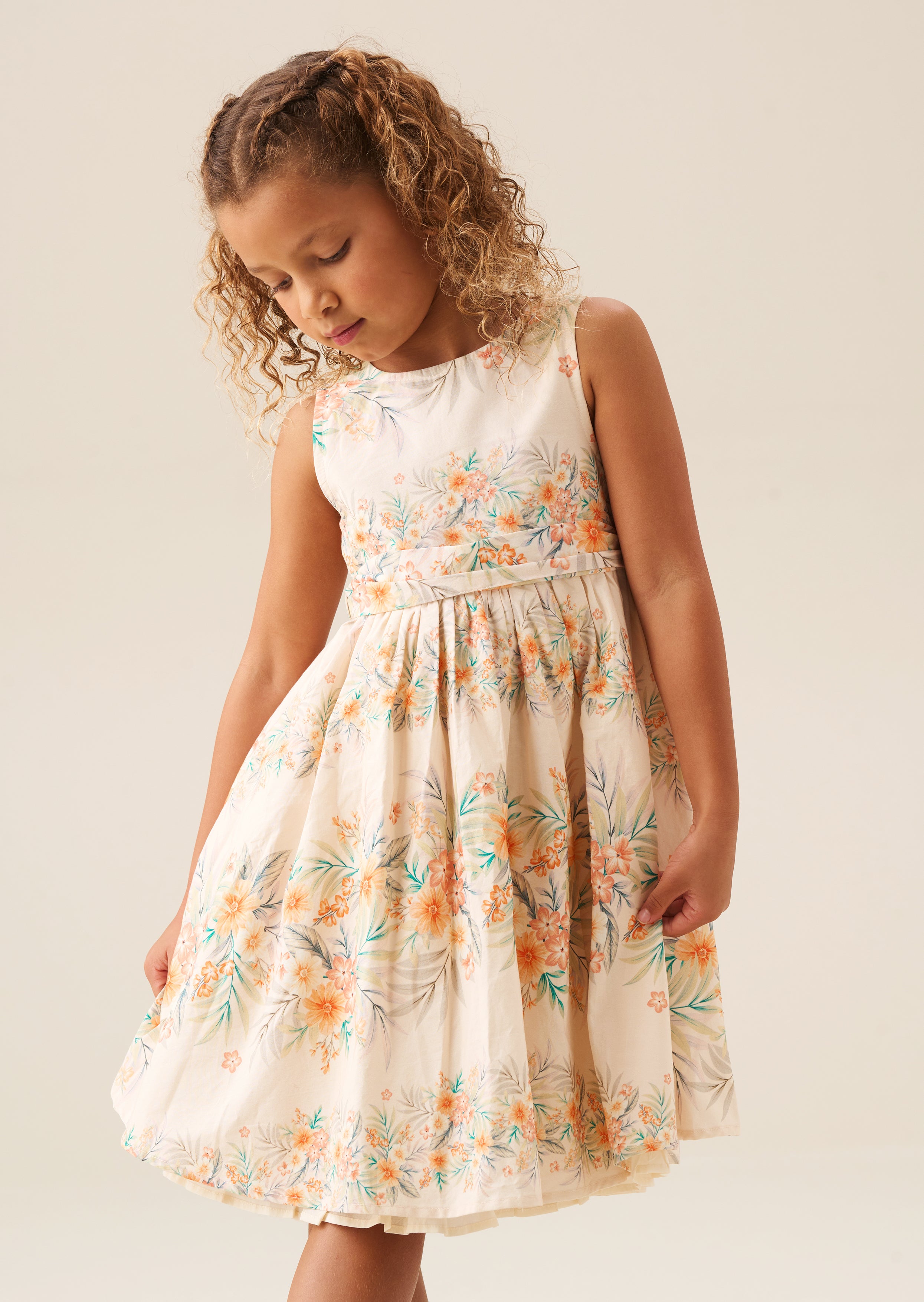 Primrose Print Stripe Sash Waist Dress