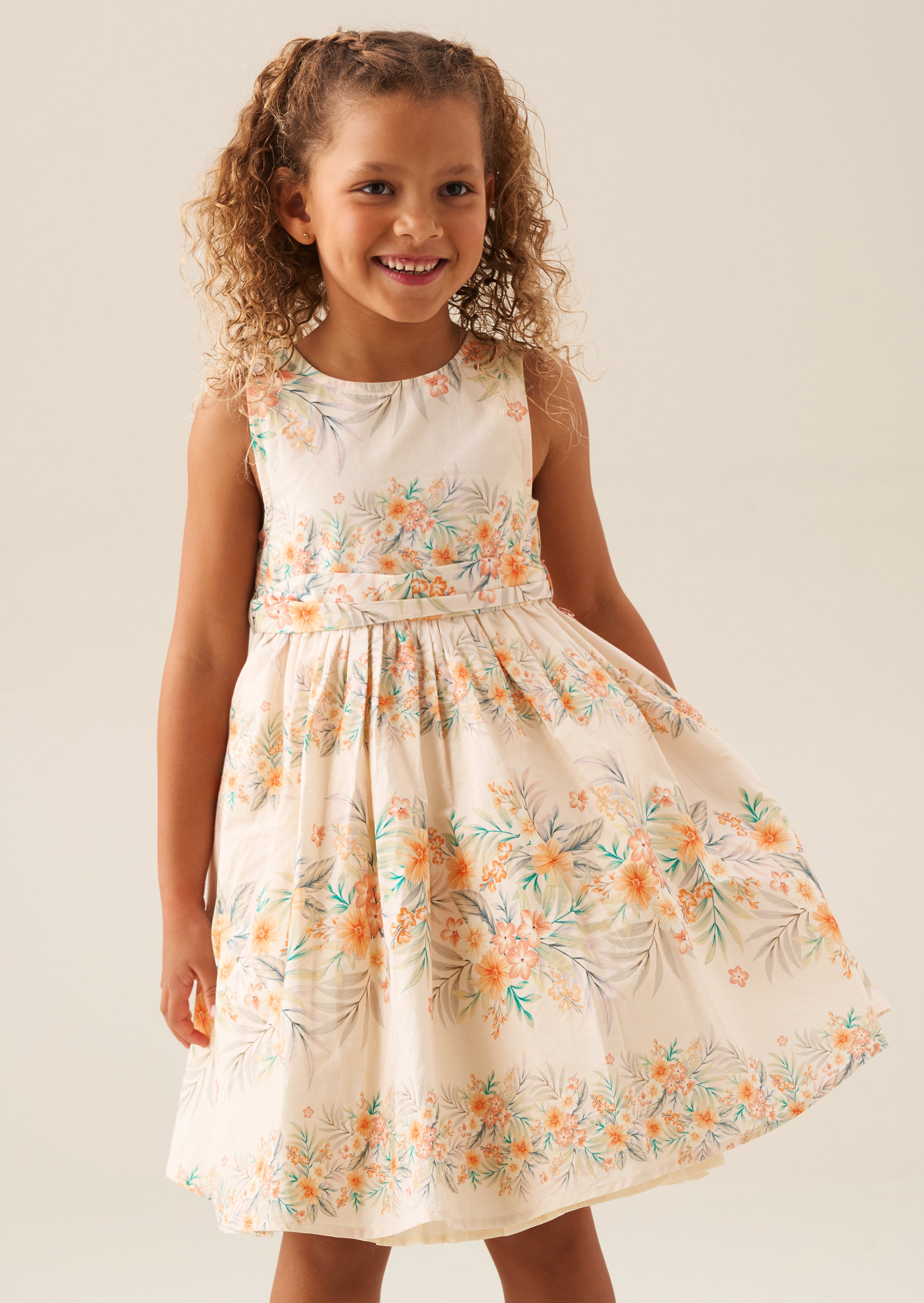 Primrose Print Stripe Sash Waist Dress