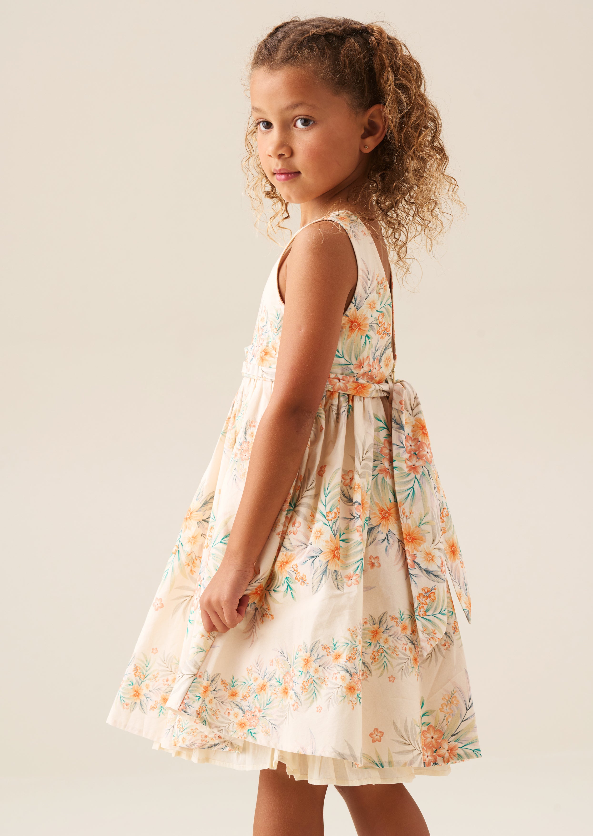 Primrose Print Stripe Sash Waist Dress