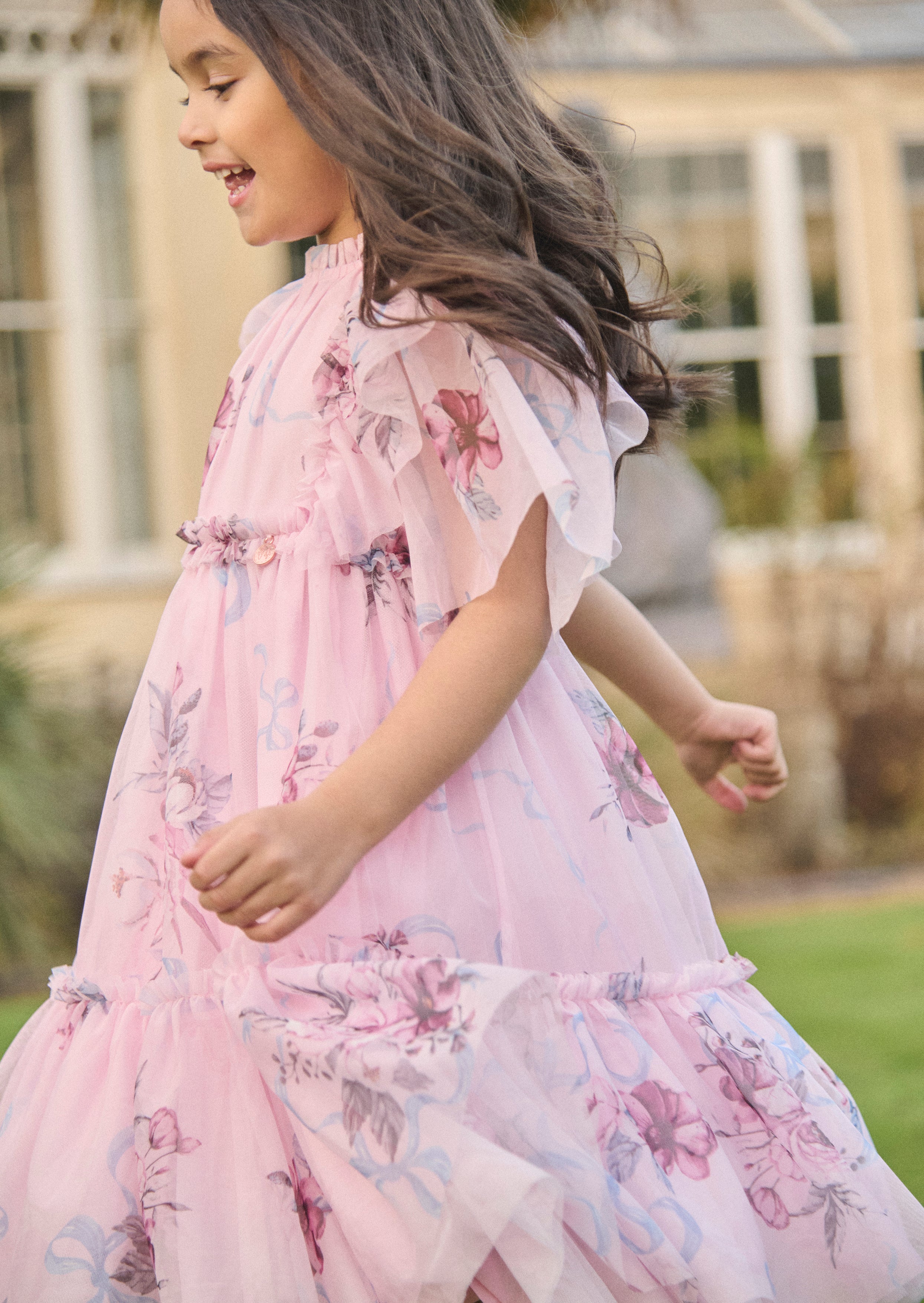 Rosa Pinkes Blumiges Netzkleid