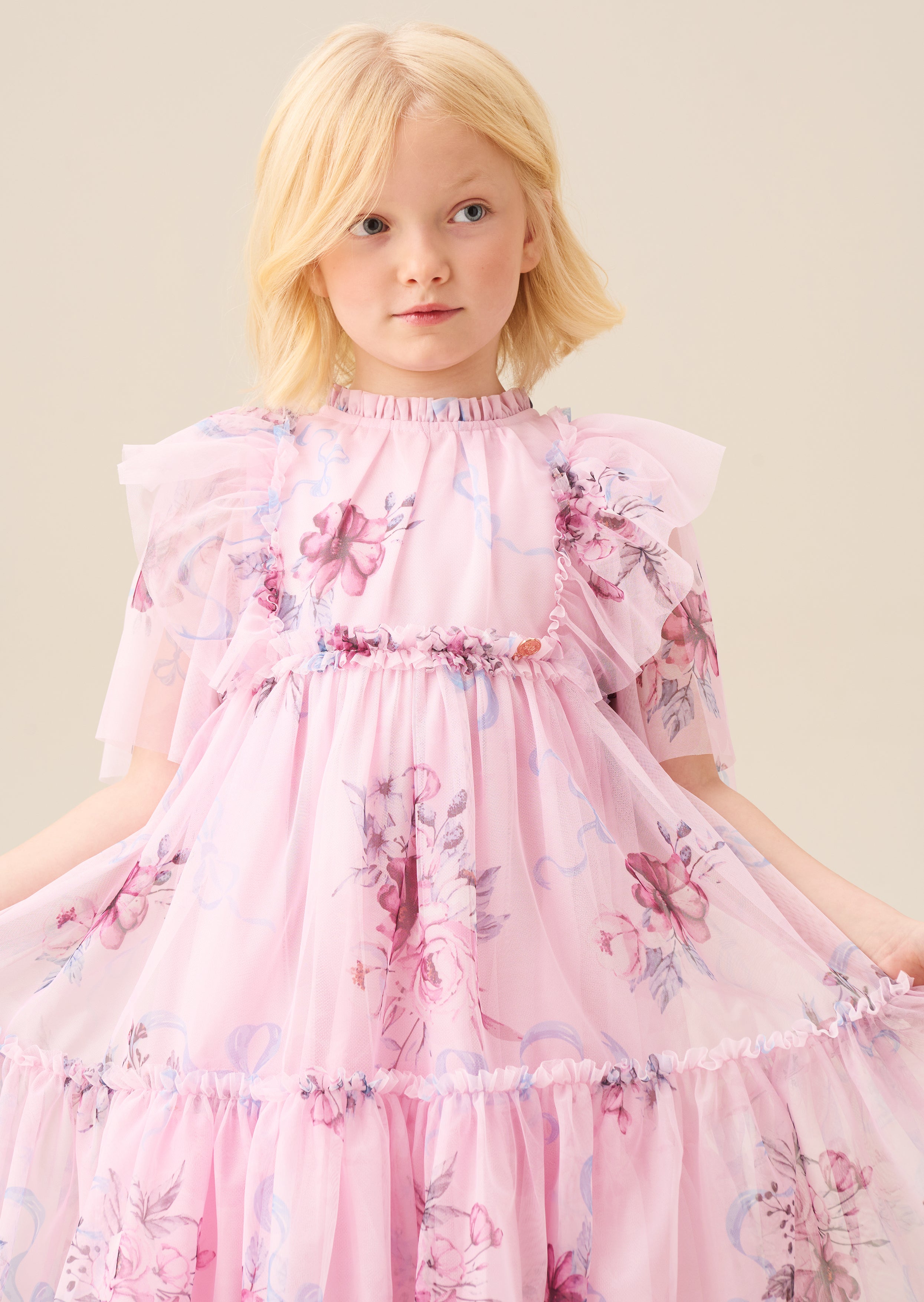 Rosa Pink Floral Mesh Dress