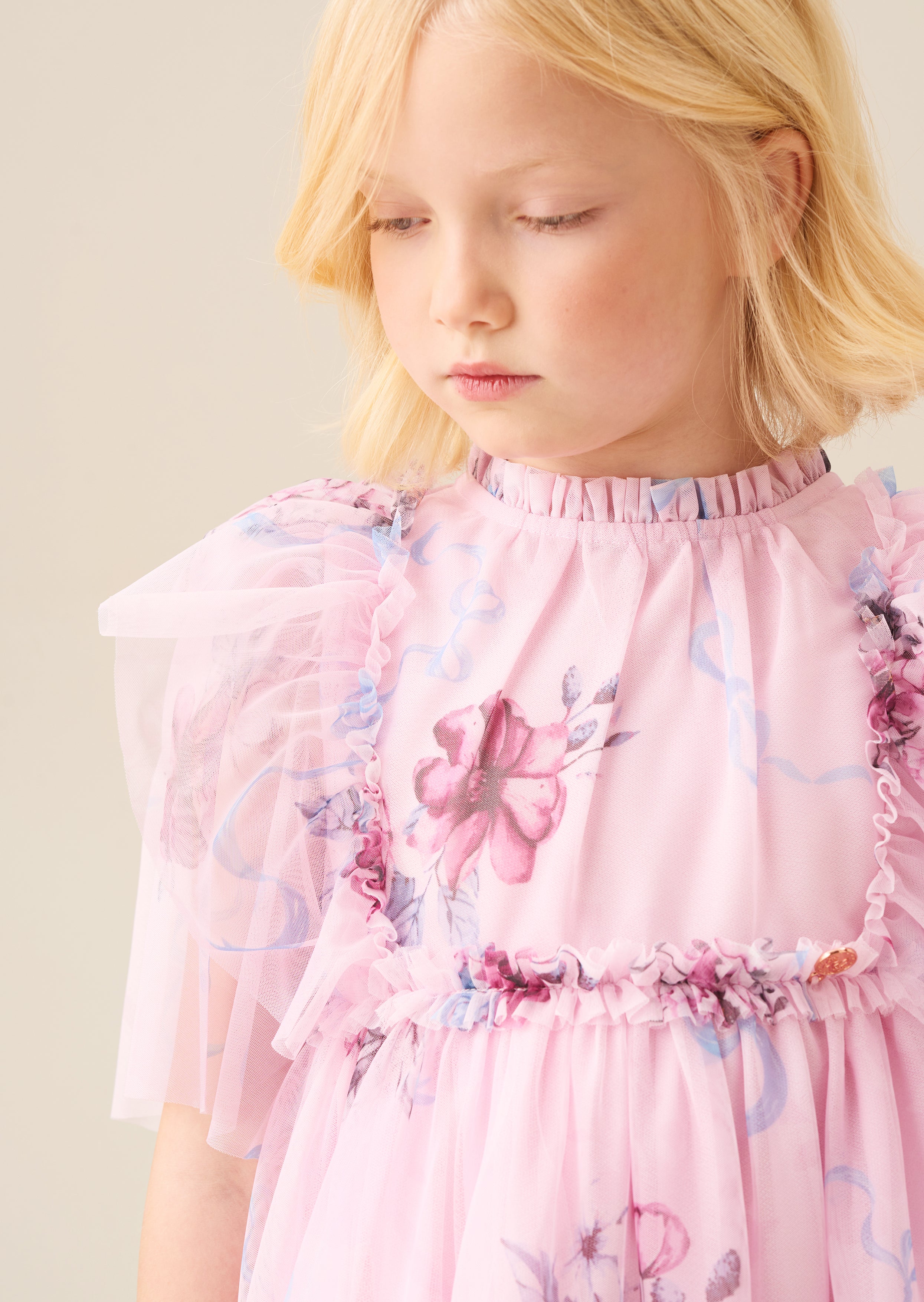 Rosa Pink Floral Mesh Dress