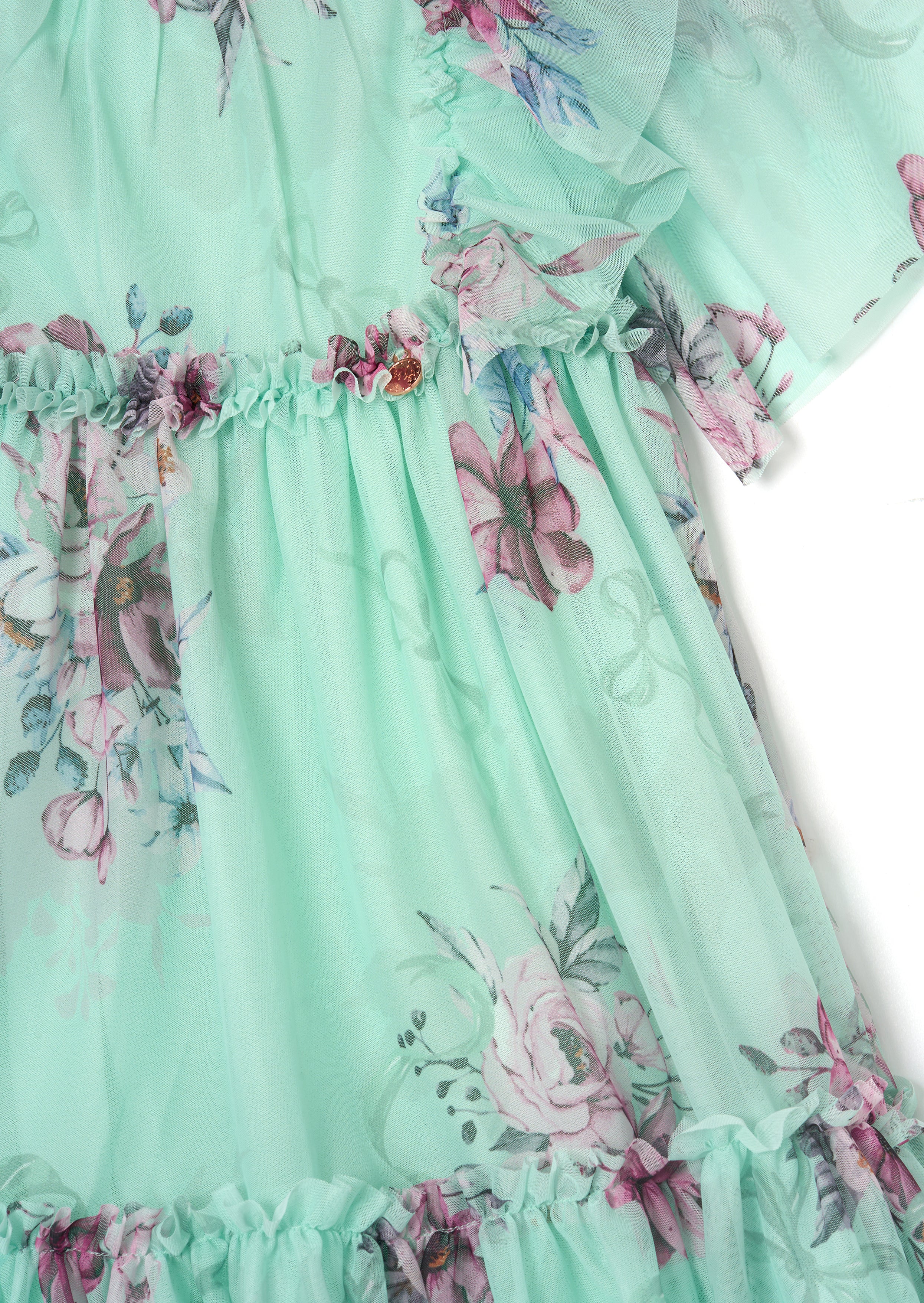 Rosa Mint Floral Mesh Dress