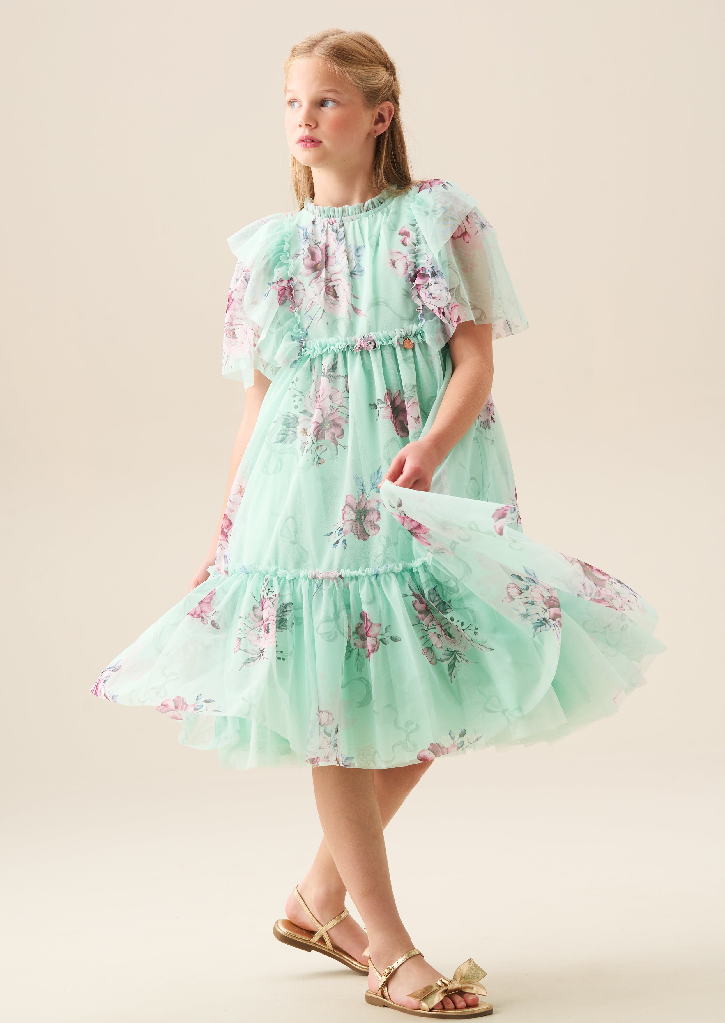 Vestido de malla floral Rosa Mint