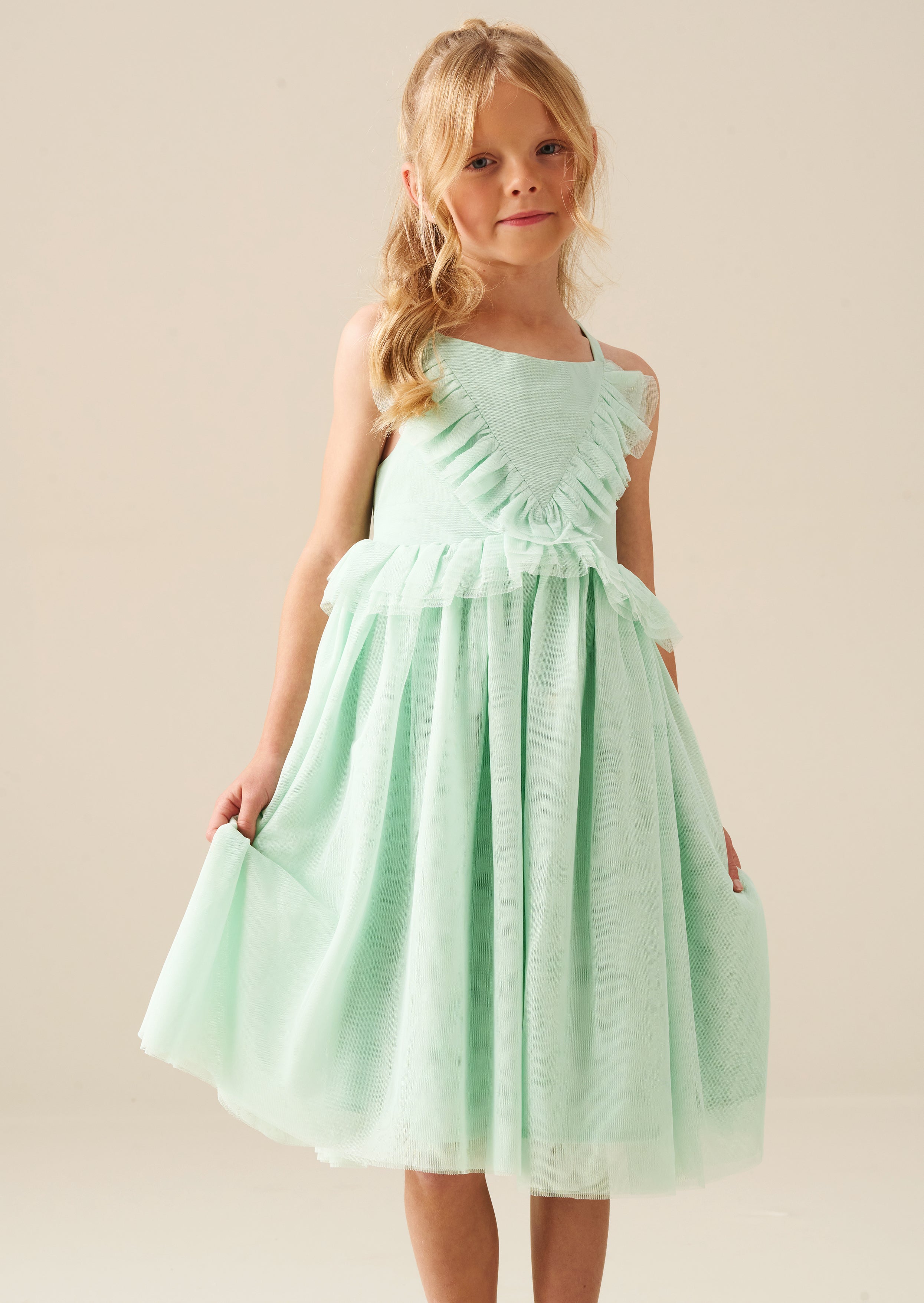 Liliah Mesh Kleid mit Rüschen