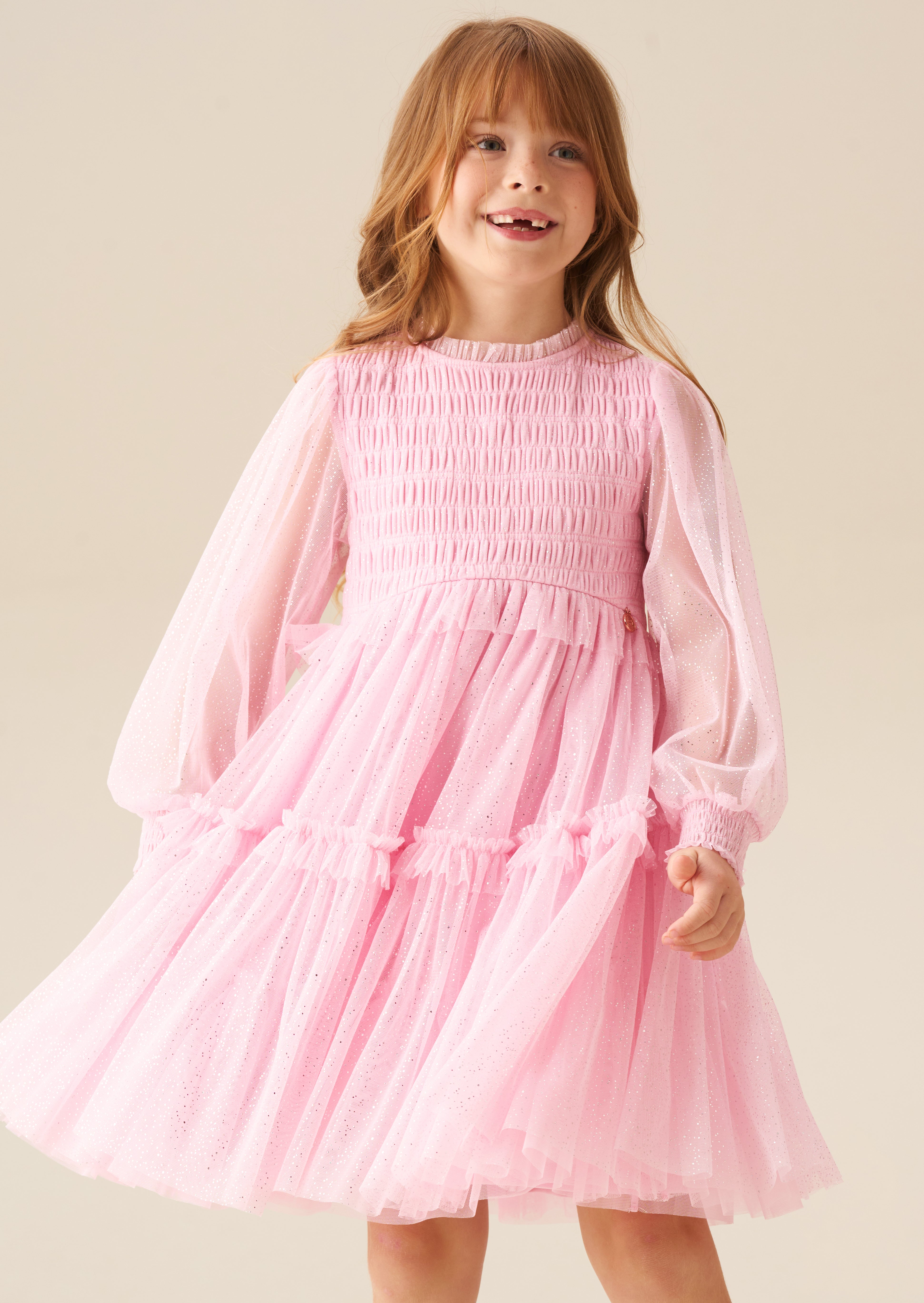 Willow Pink Balloon Sleeve Boho Dress