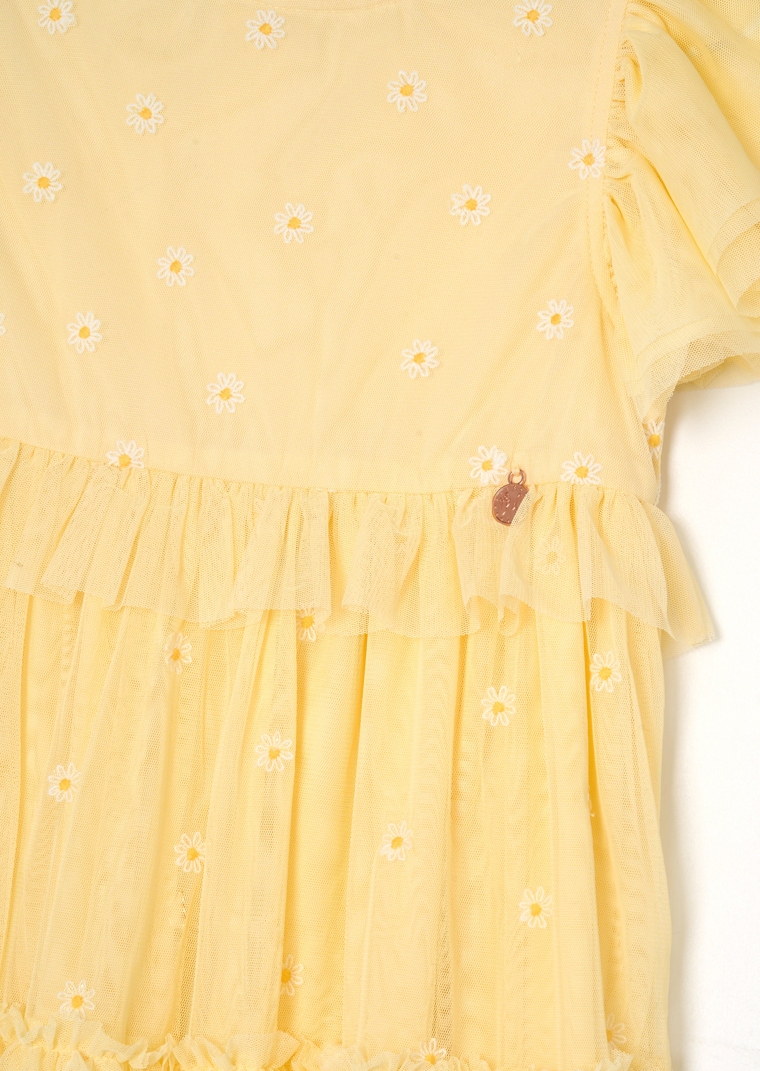 Robe en maille brodée jaune Luisa