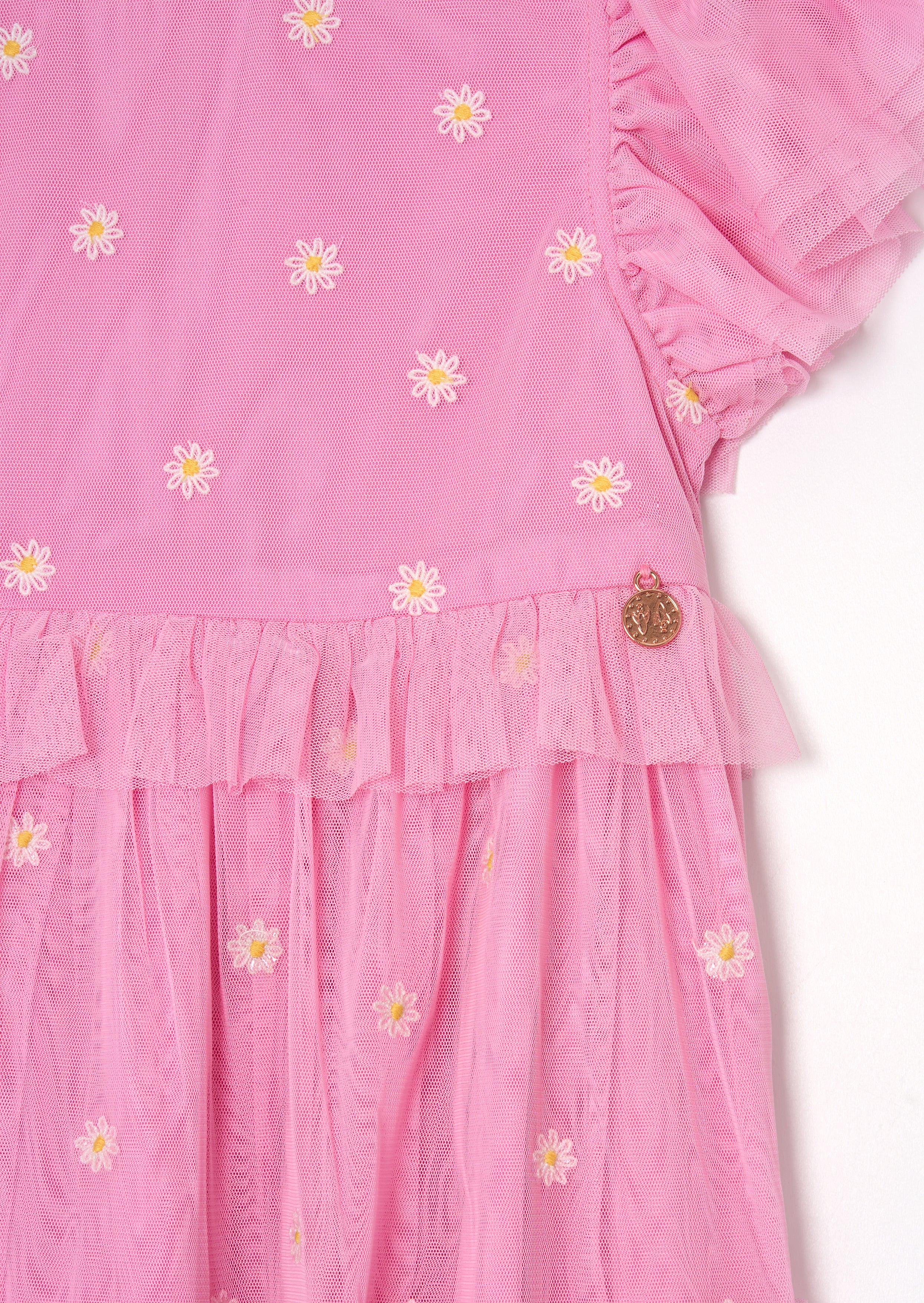 Luisa Pink Embroidered Mesh Dress