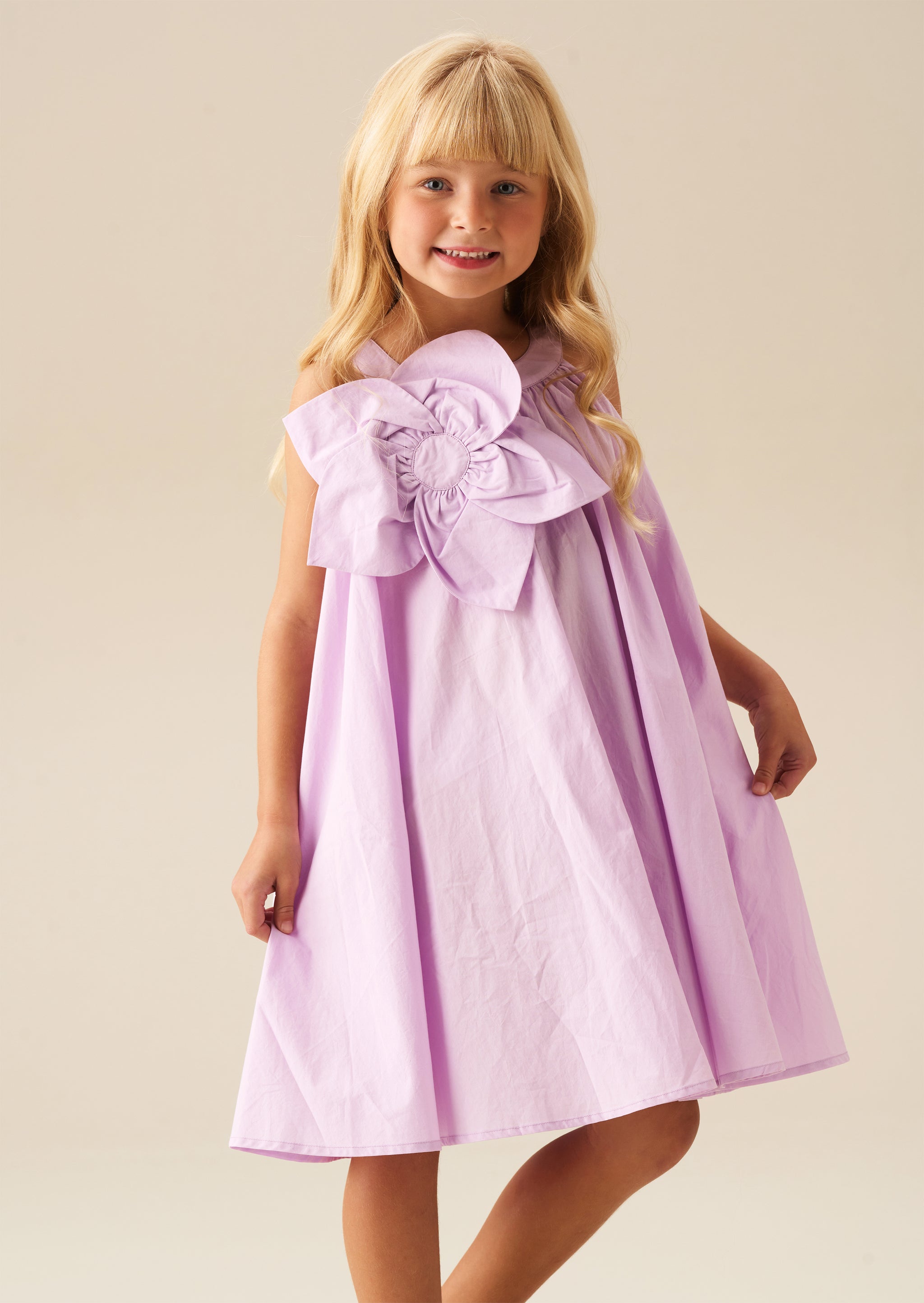 Girls Purple Party Dress with Statement Corsage