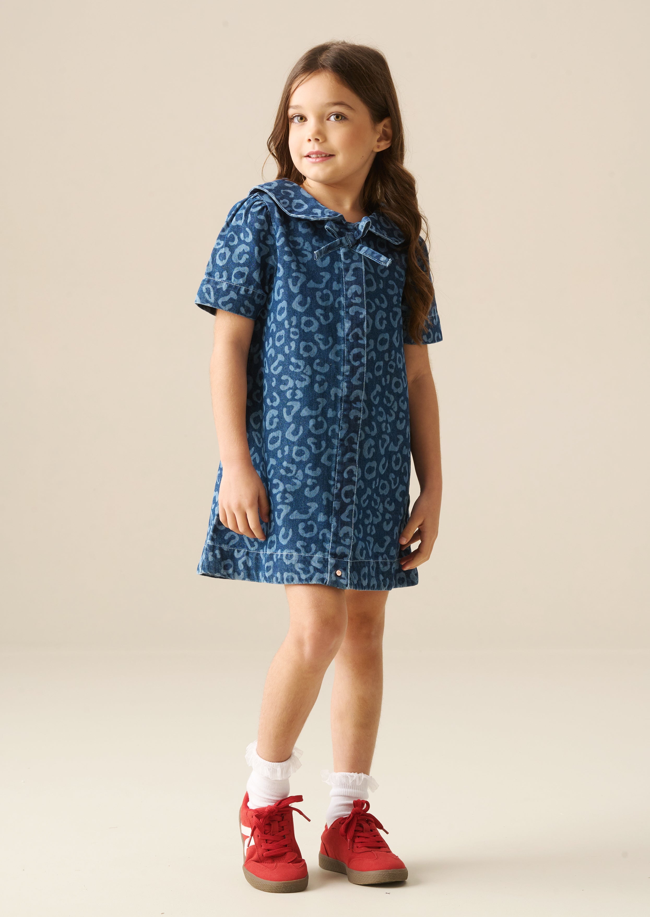 Sukienka dżinsowa z kołnierzykiem Saoirse w panterkę