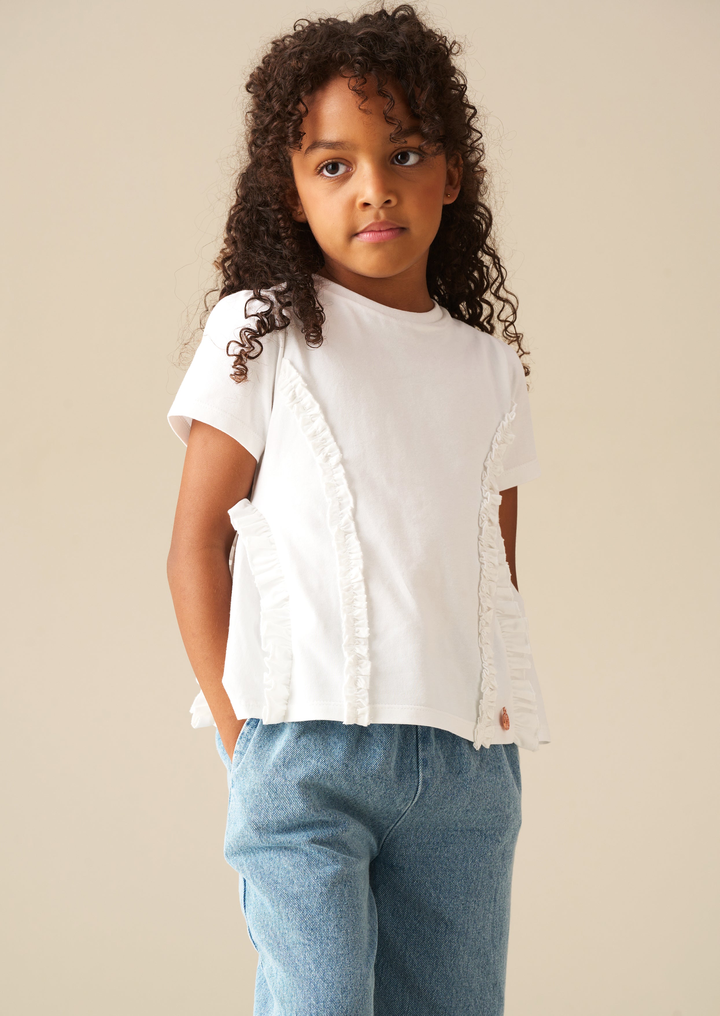 T-shirt à volants peplum tissé Pippa