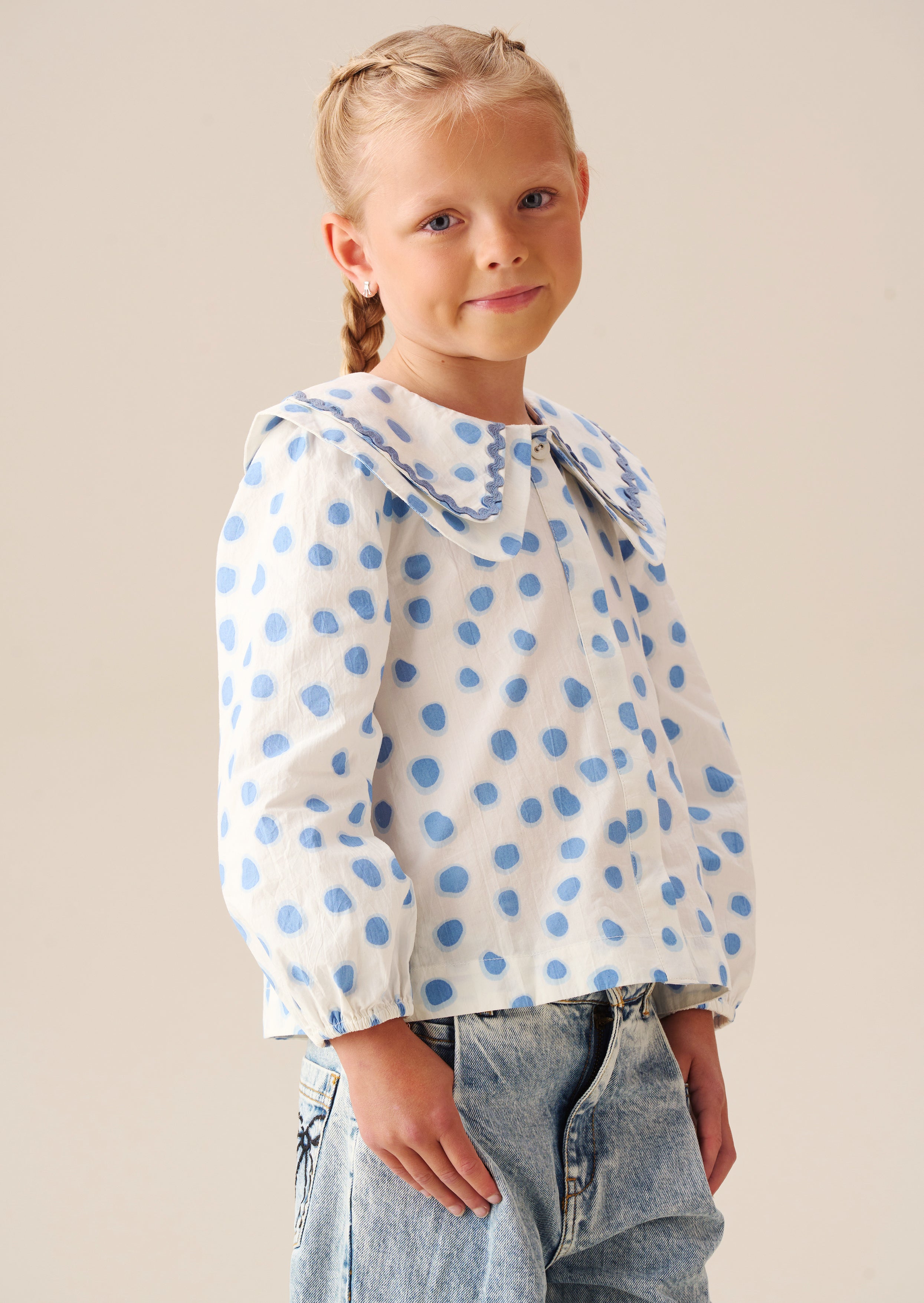 Leonie Double Collar Spot Blouse