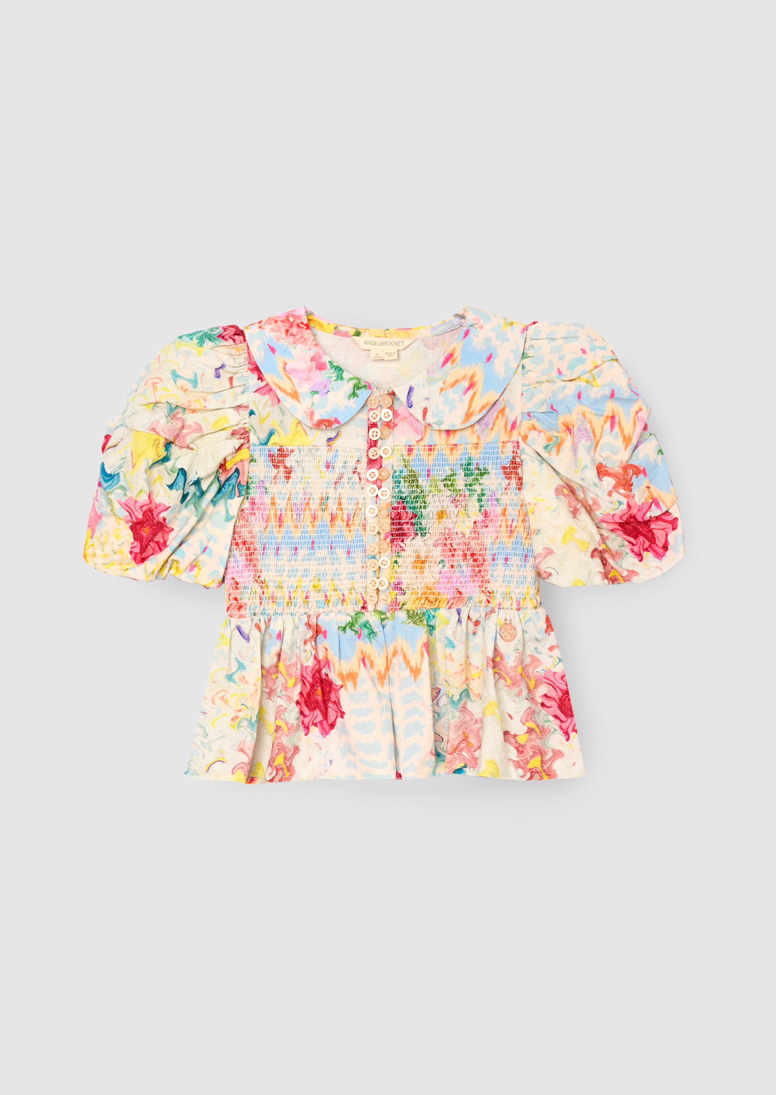 بلوزة أورلا متعددة الألوان بياقة بيتر بان مطرزة