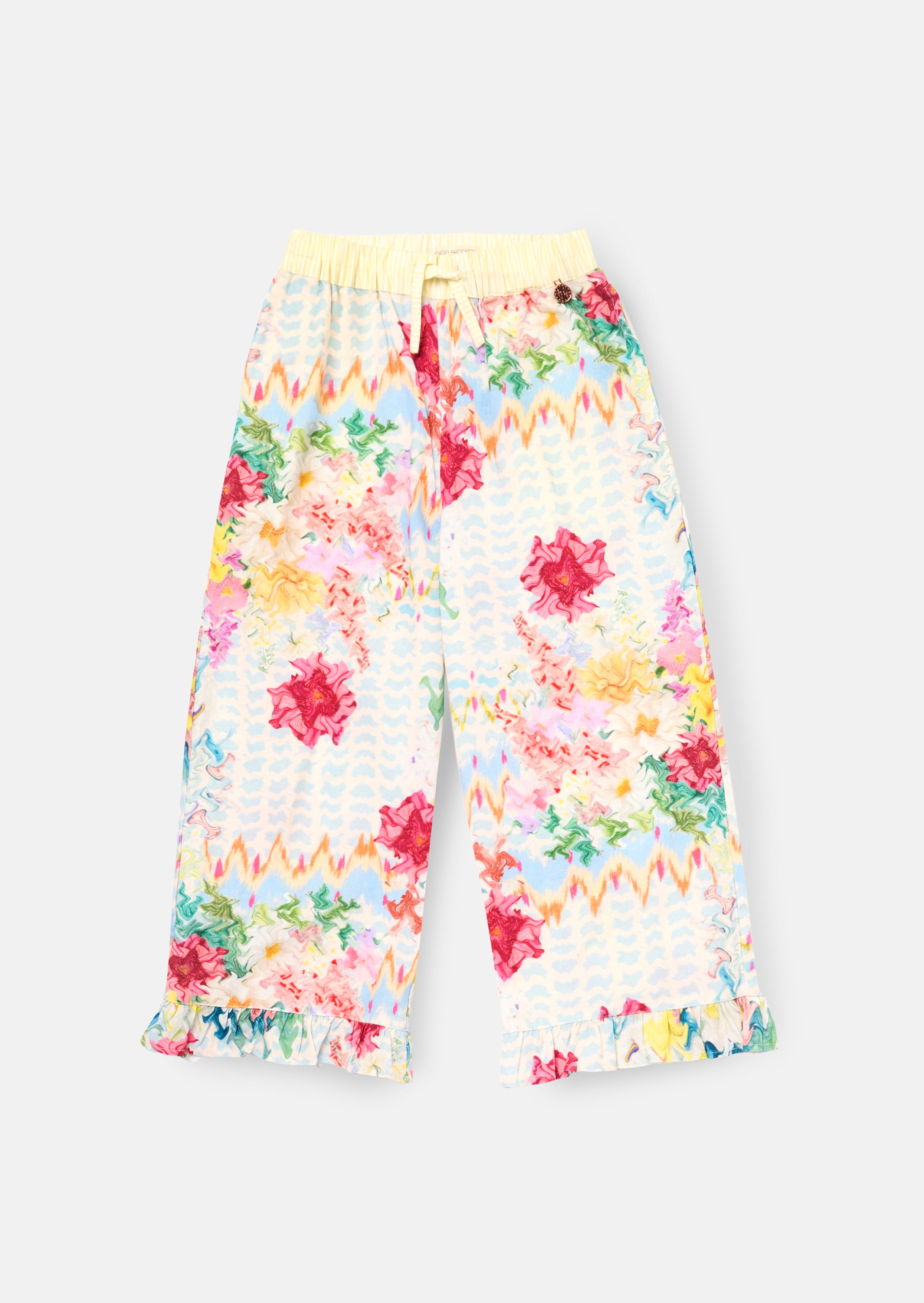 Spodnie Orla Multi Print z falbaną na dole