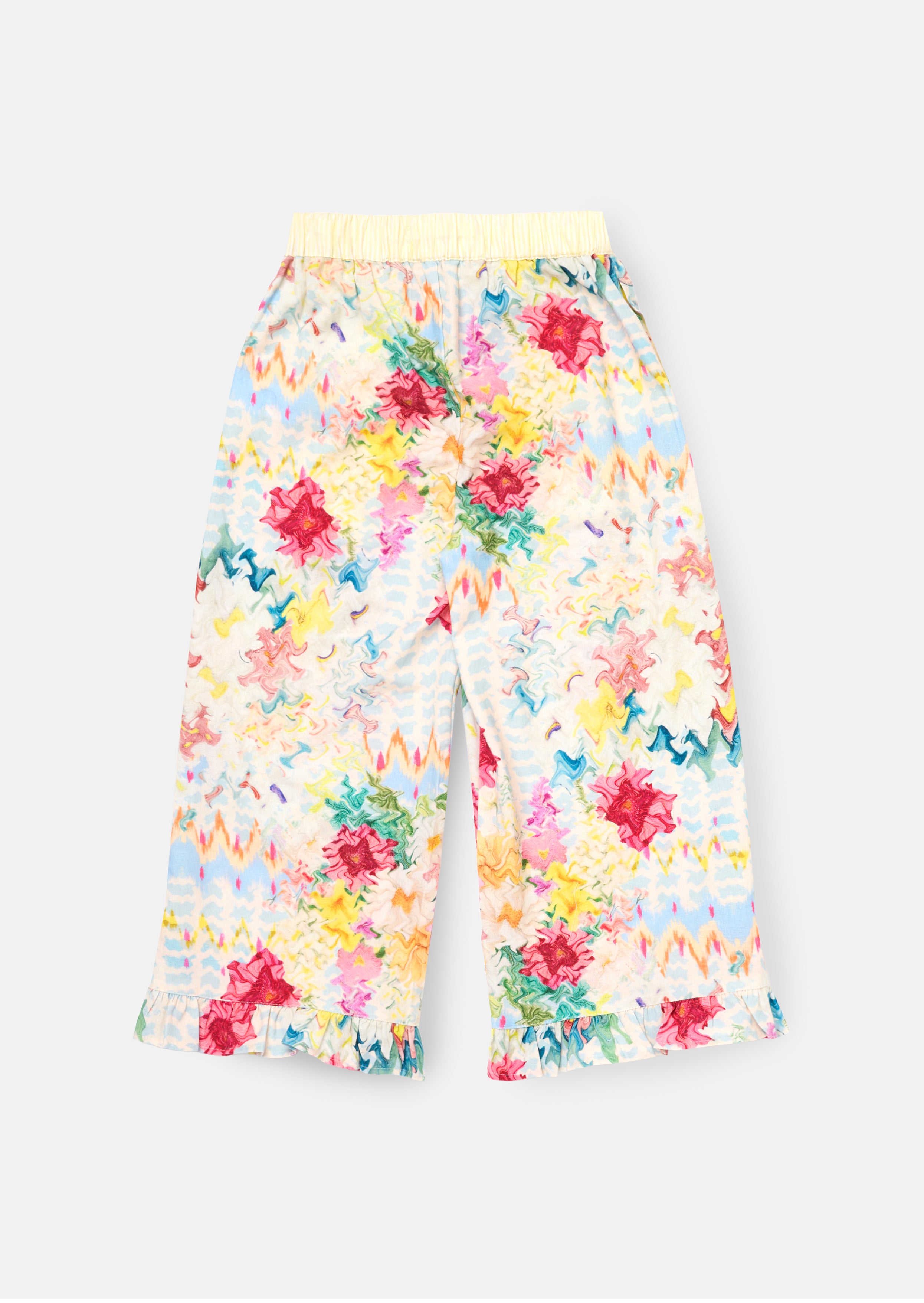 Spodnie Orla Multi Print z falbaną na dole