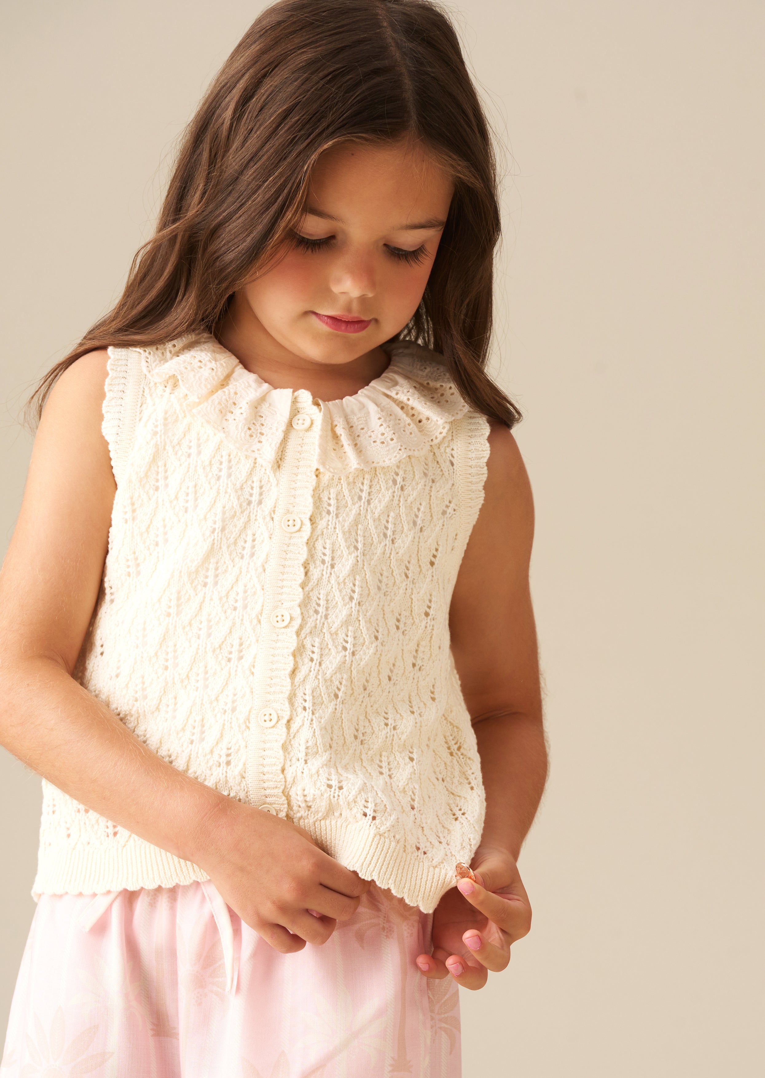 Cardigan en maille crochet avec col en dentelle Indie