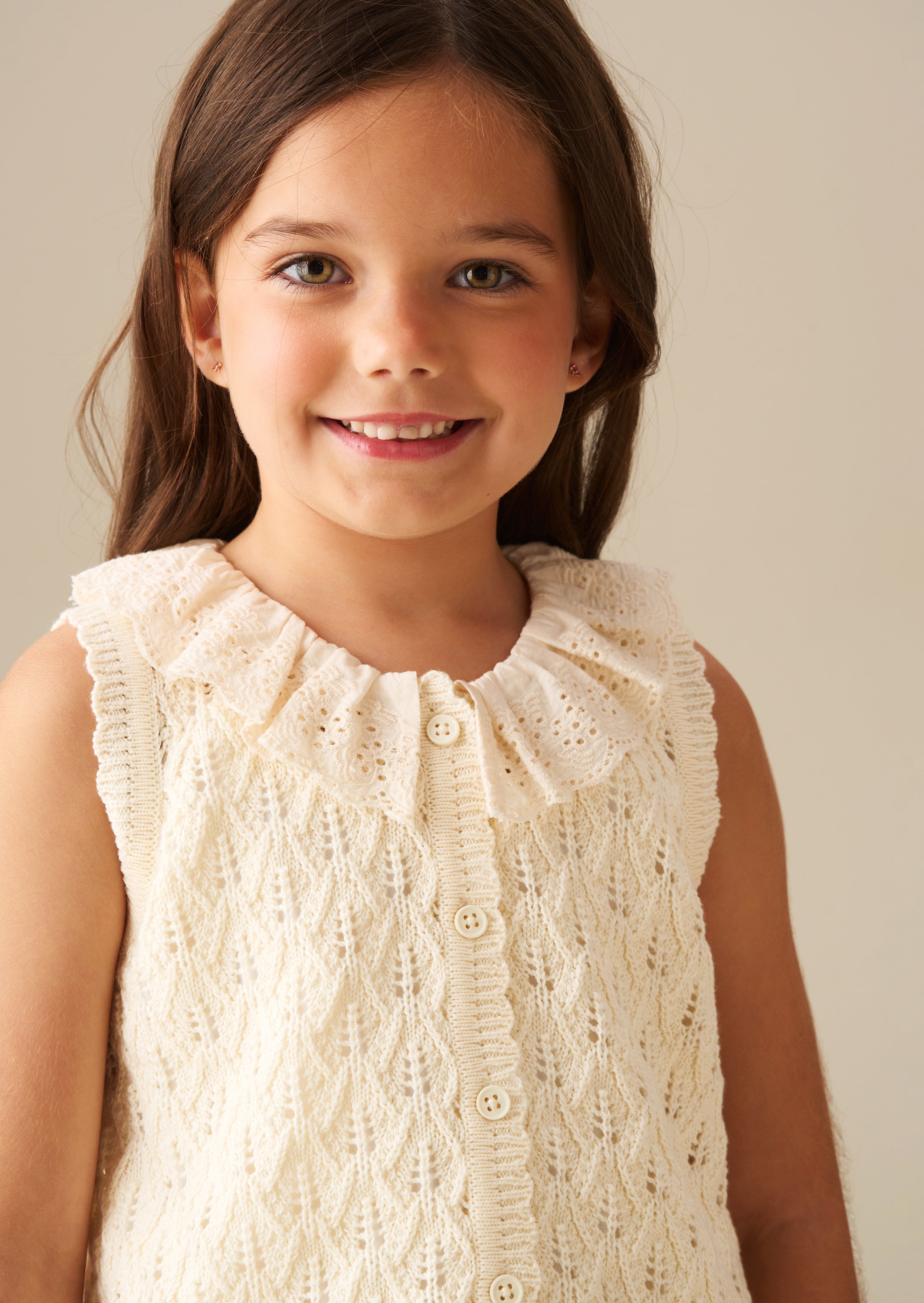 Cardigan lavorato a maglia con colletto in pizzo stile Indie