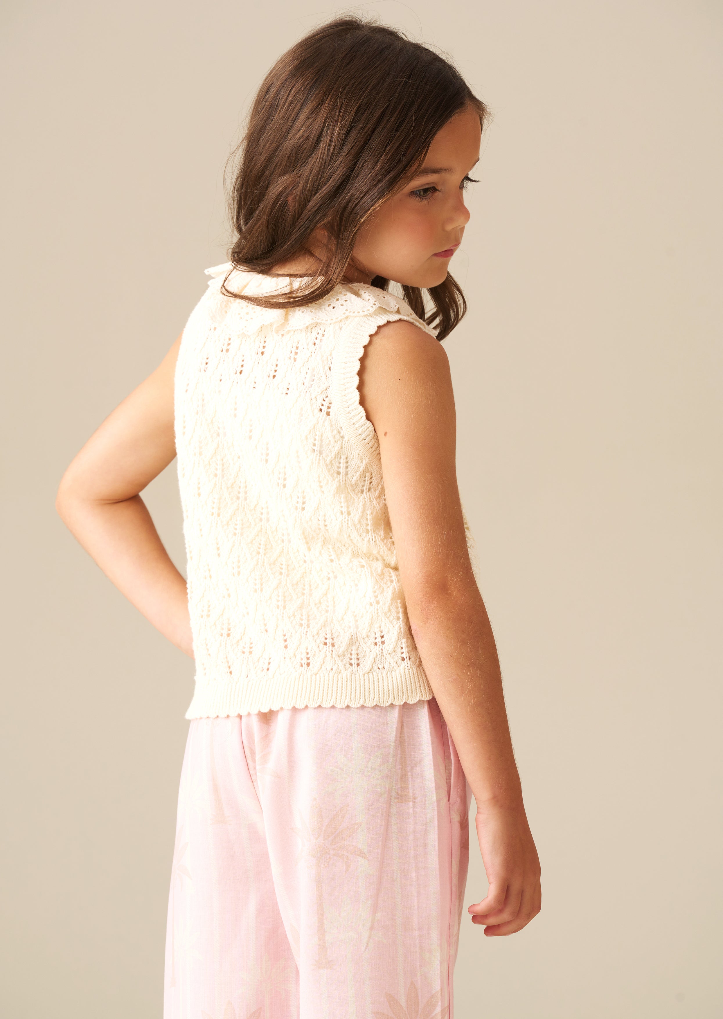 Cardigan lavorato a maglia con colletto in pizzo stile Indie