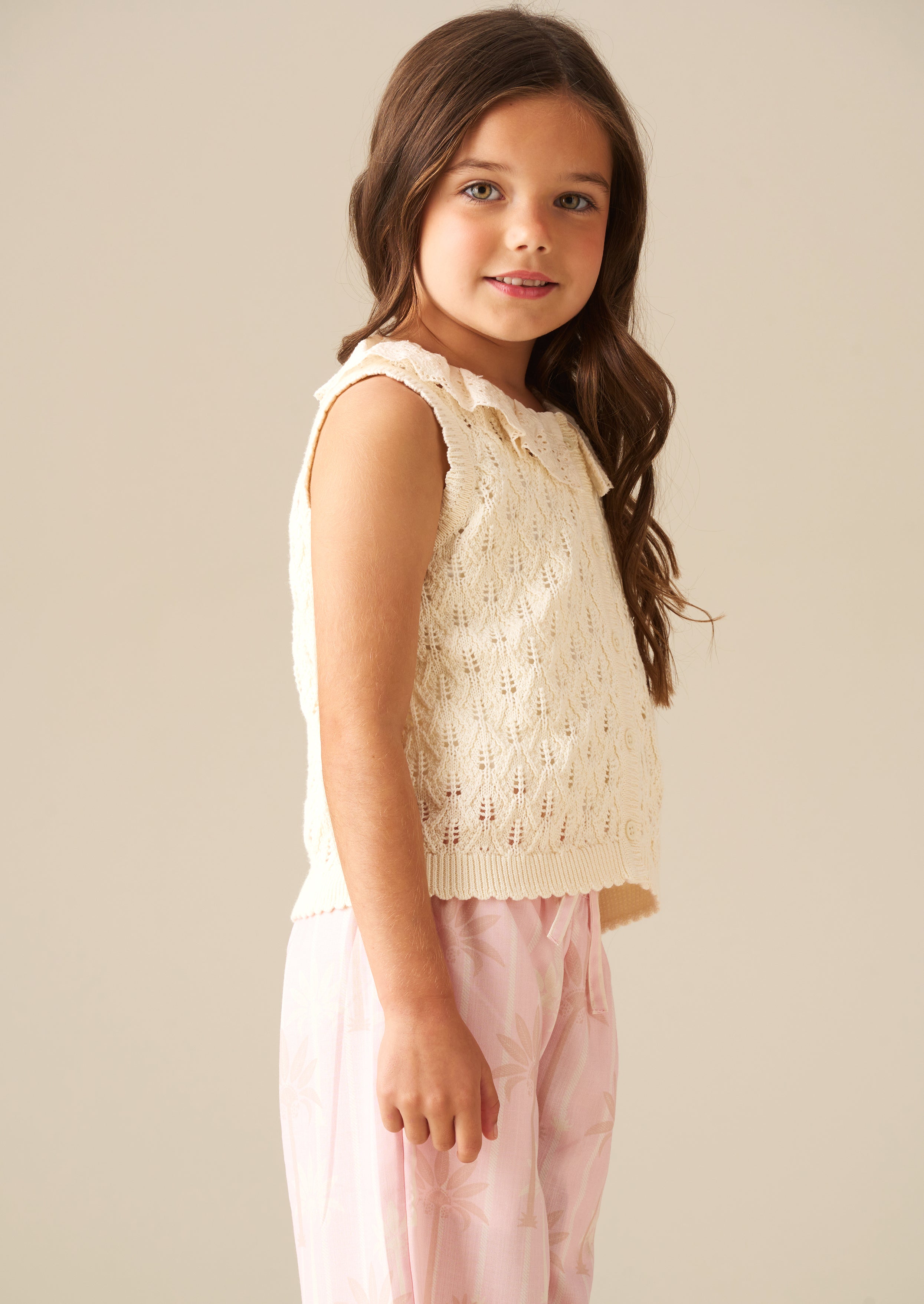 Cardigan lavorato a maglia con colletto in pizzo stile Indie