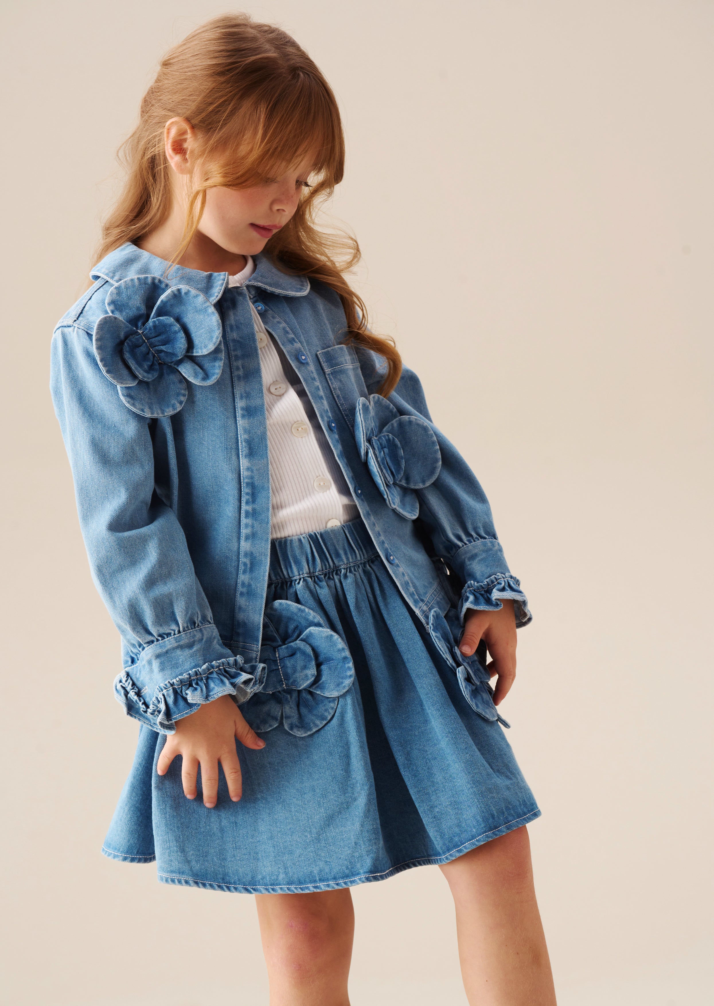 Chemise en jean à fleurs 3D Eden