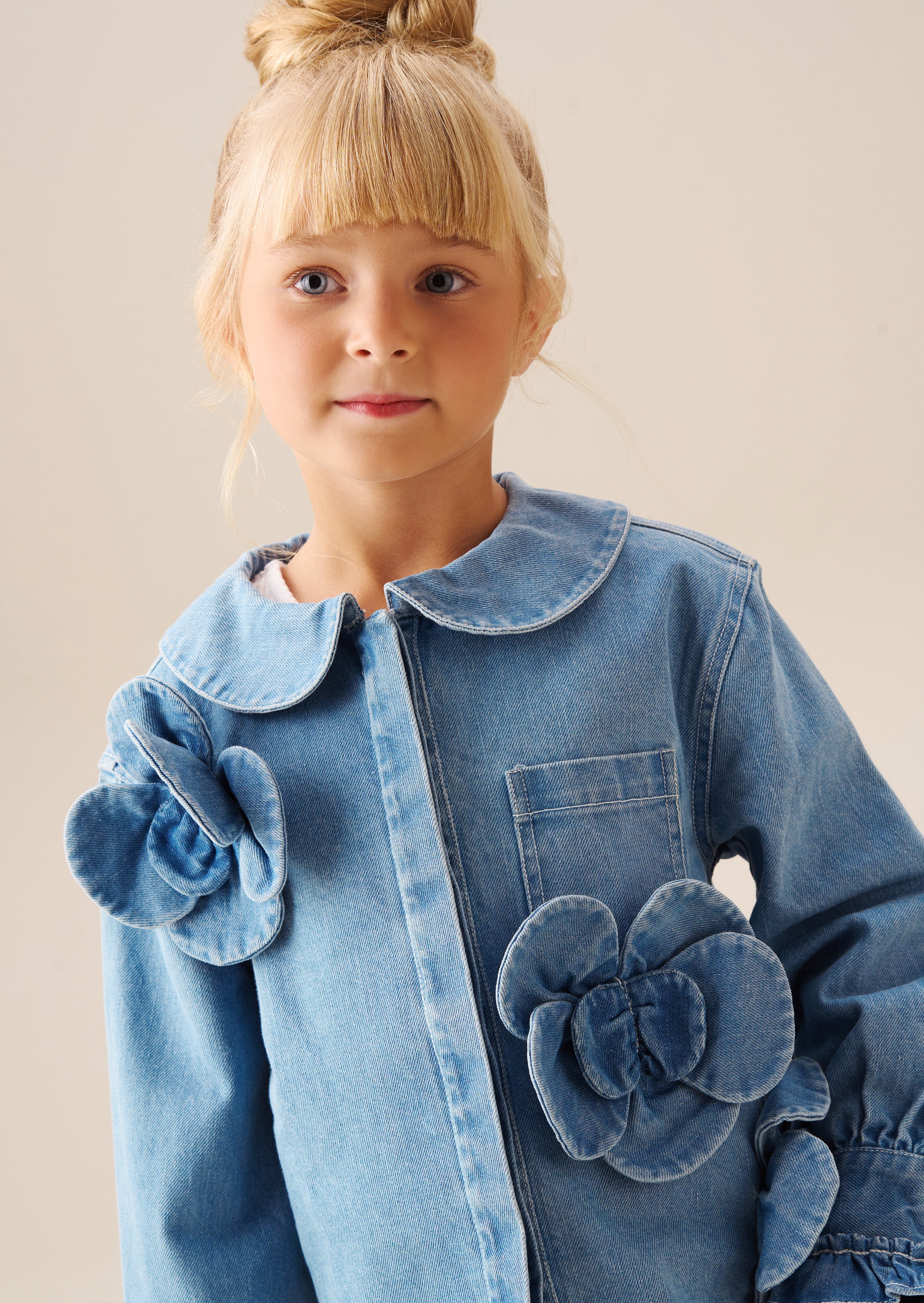 Chemise en jean à fleurs 3D Eden