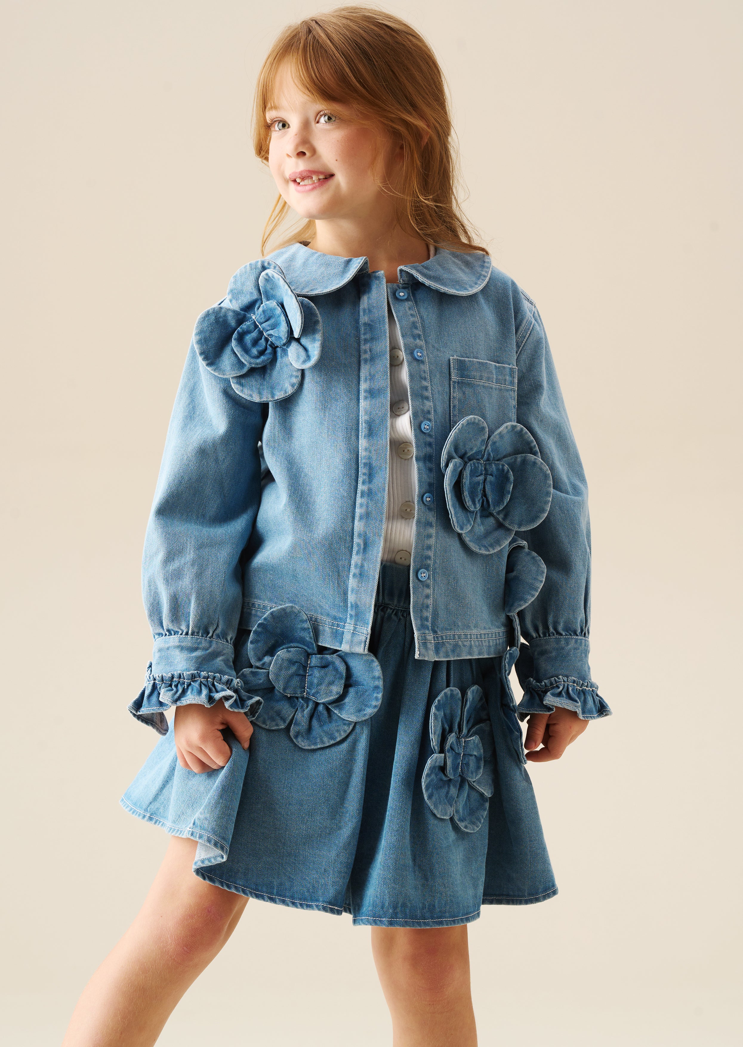 Jupe en jean fleurie 3D Eden