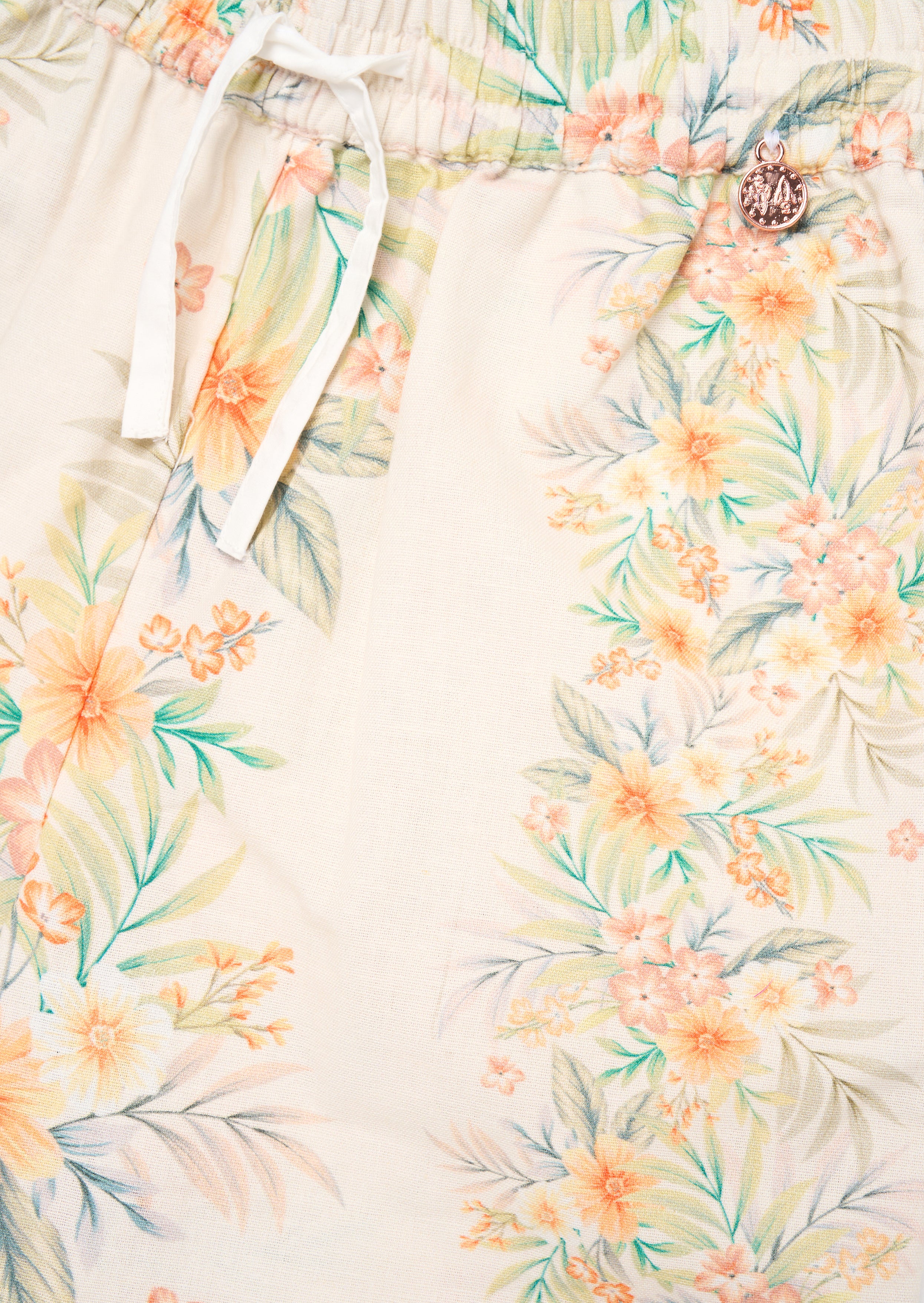 بنطلون بخصر مربوط بطبعة زهور البريمروز