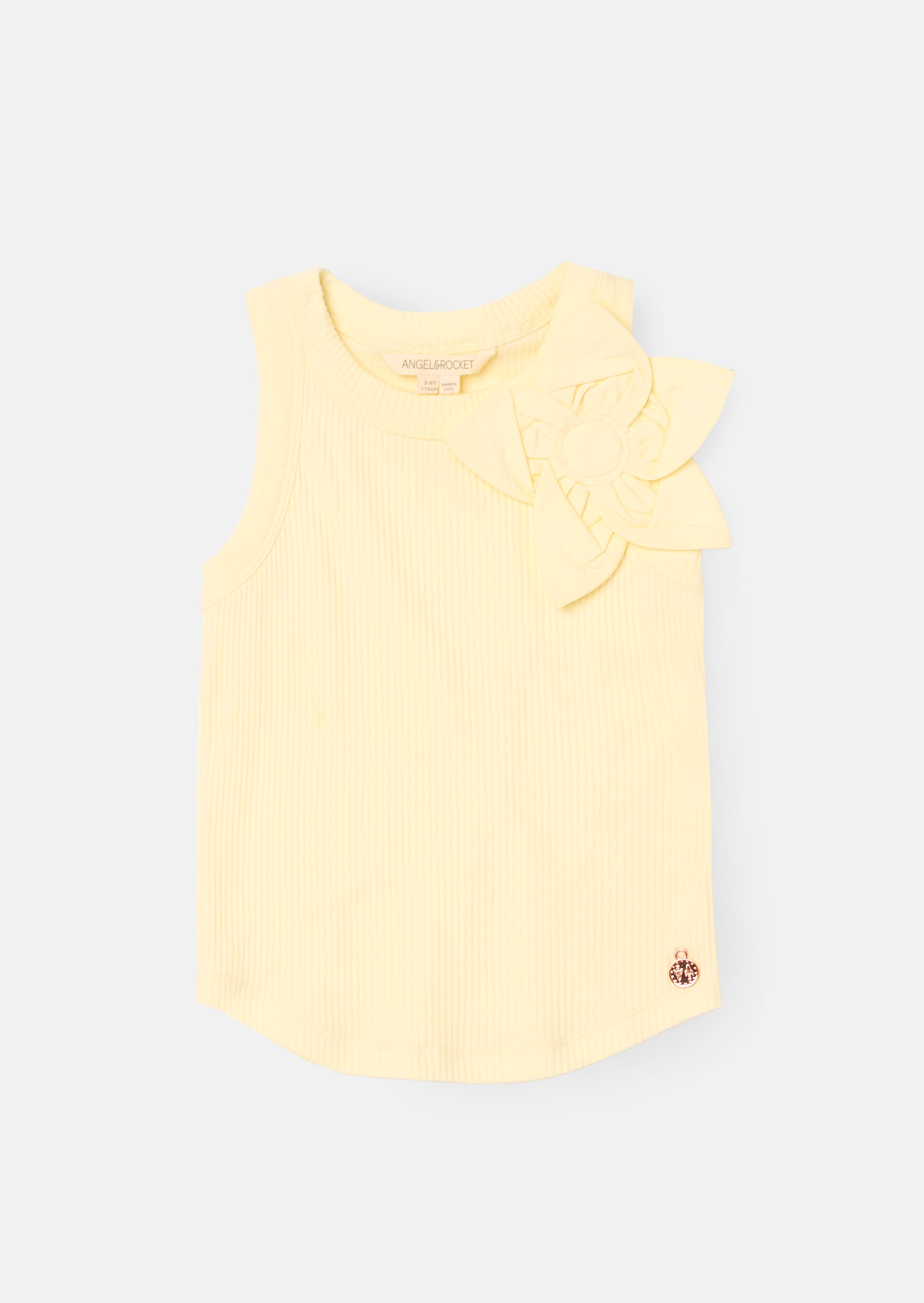 Jess Yellow Flower Corsage Vest Top